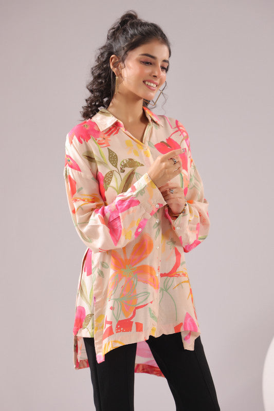 Floral Muse Printed Muslin Silk Shirt