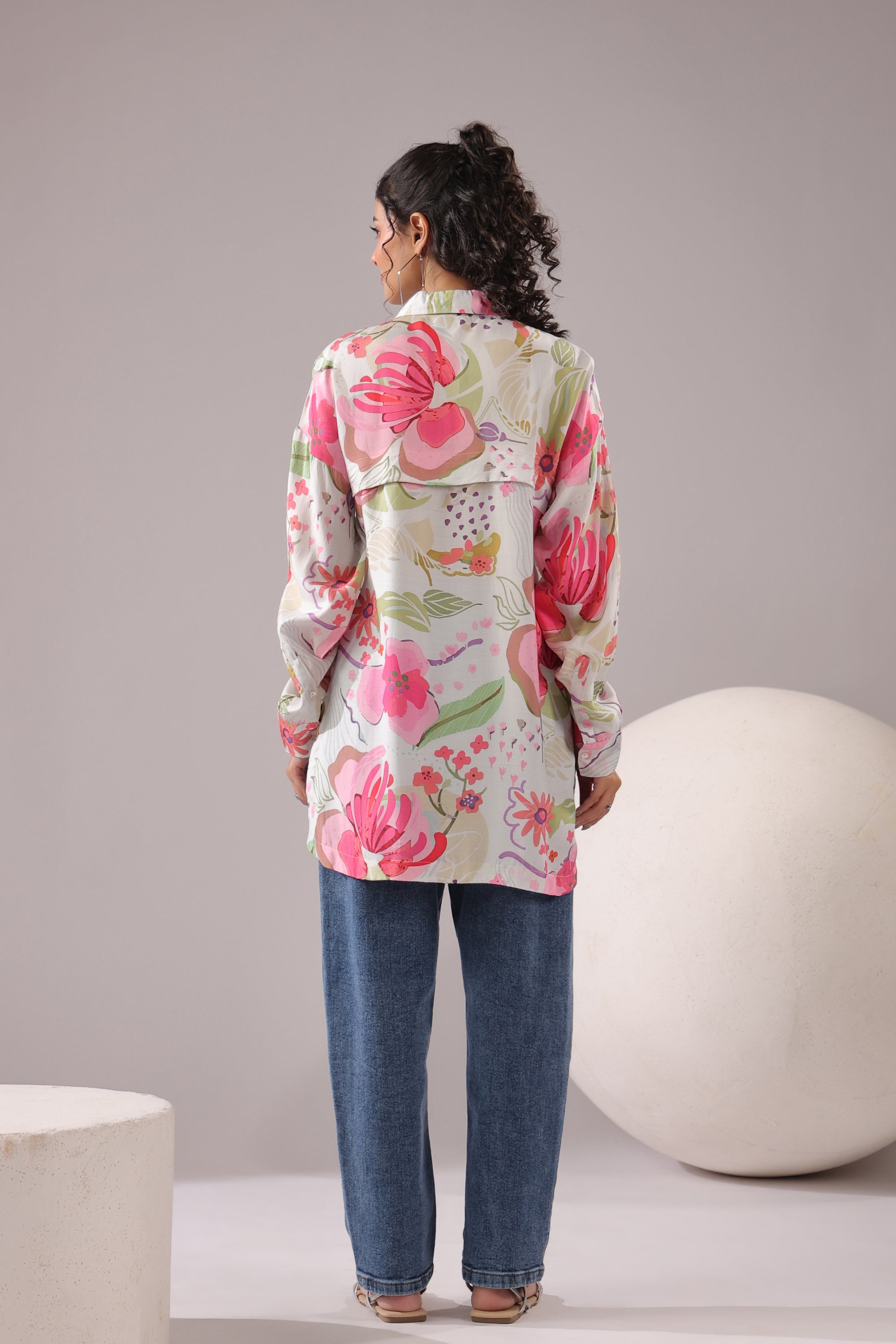 Blush Meadow Printed Muslin Silk Shirt