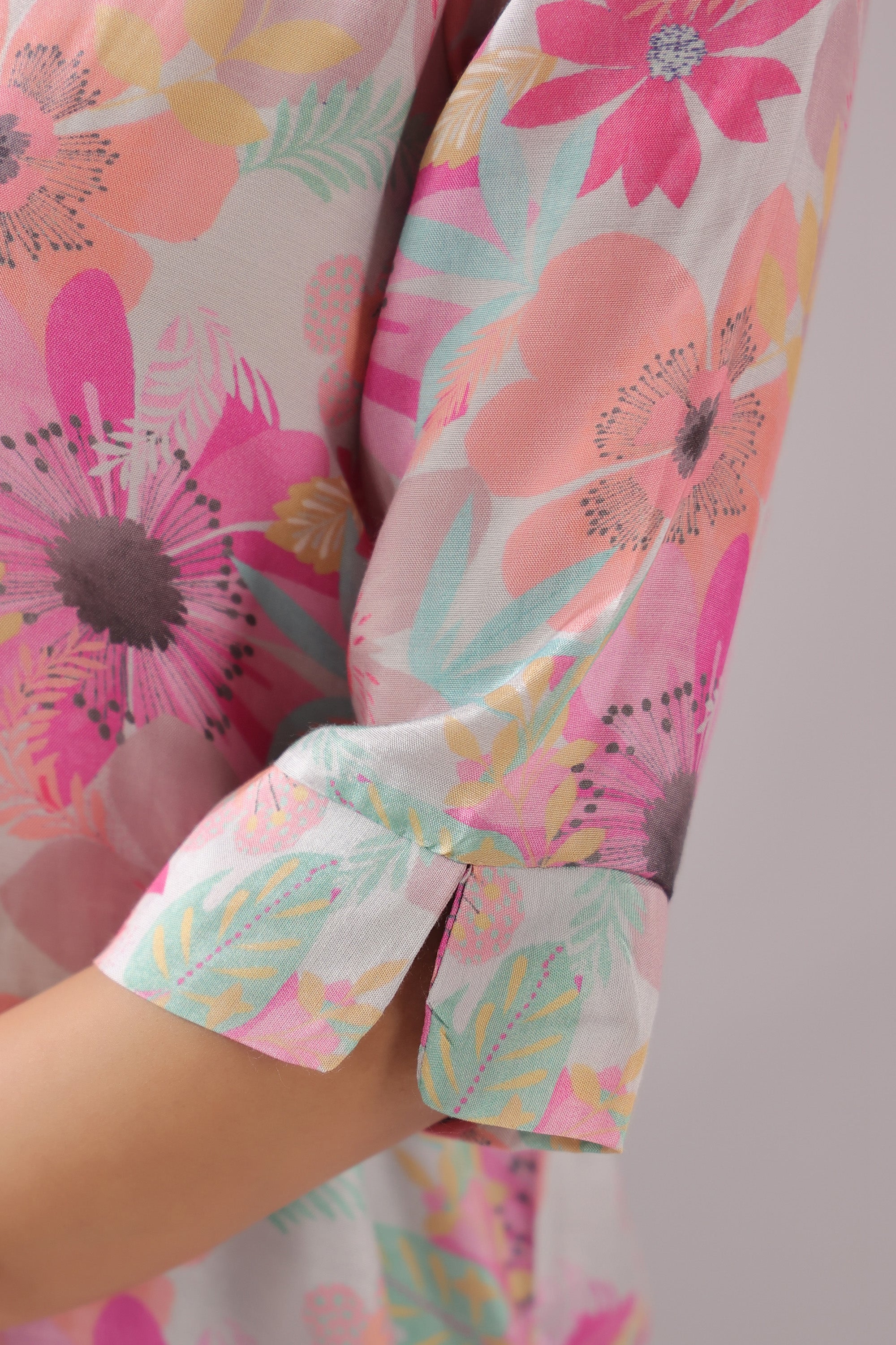 Floral Blush Printed Muslin Silk Shirt