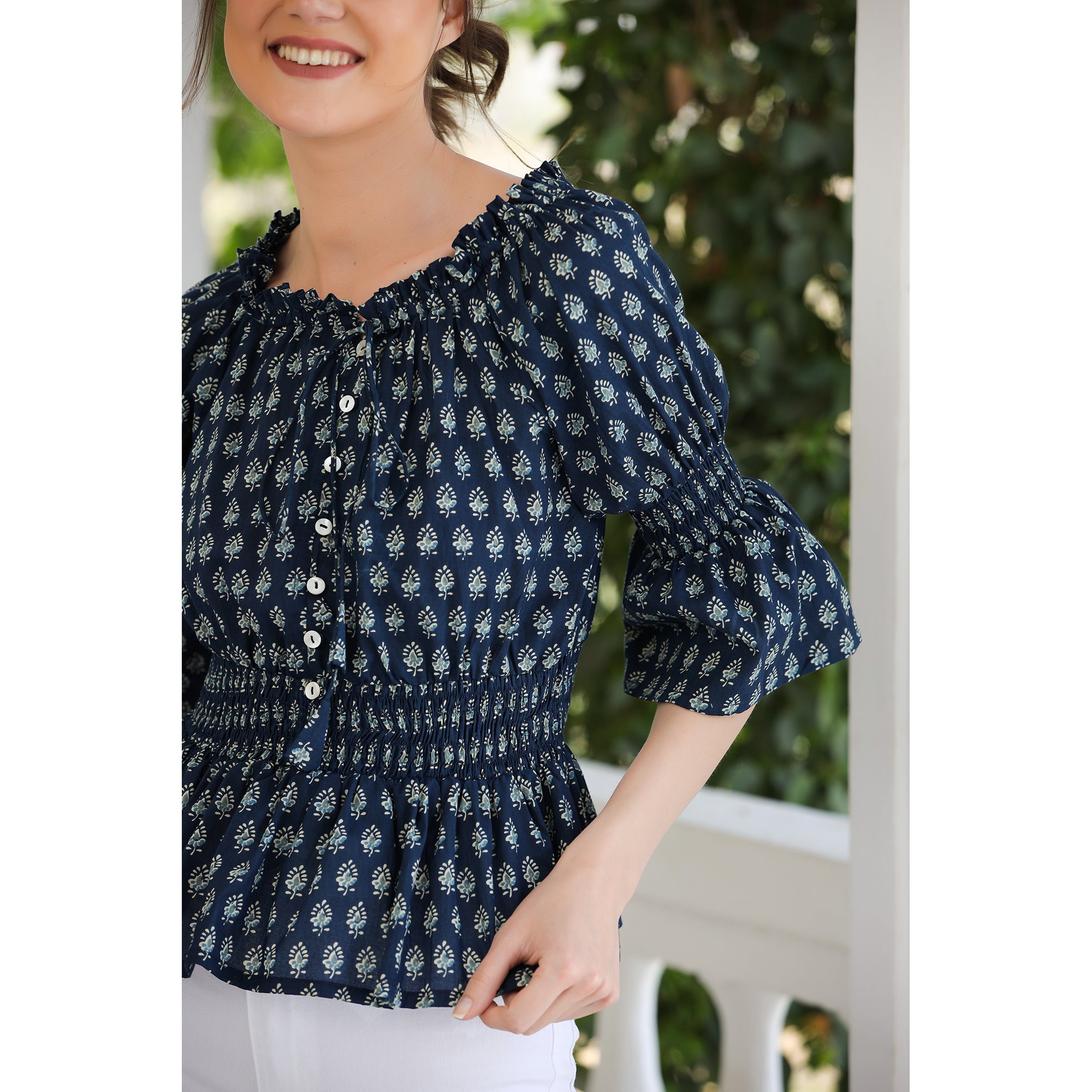 Indigo Garden Cotton Top