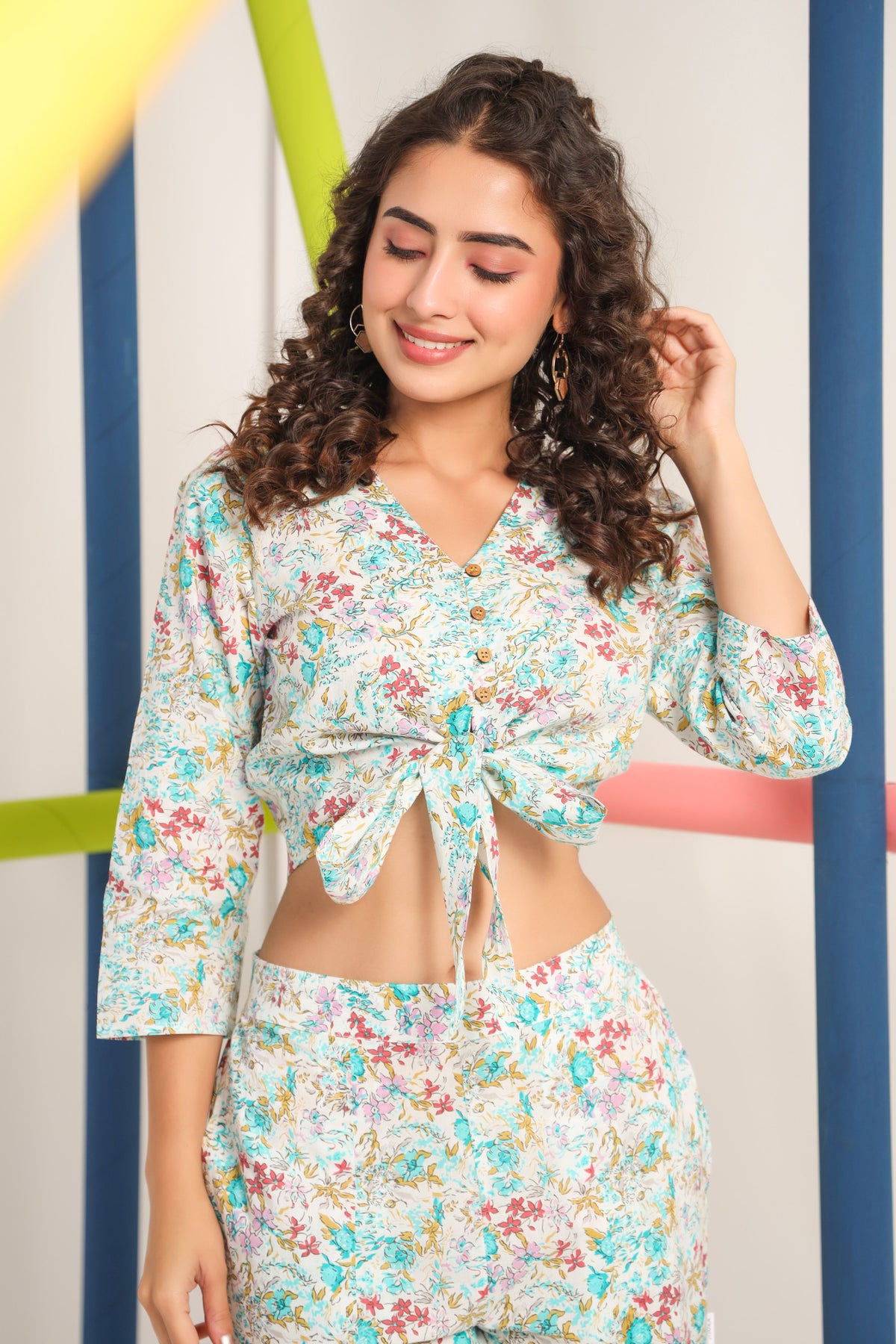 Fleur Off white Cotton Co-ord Set