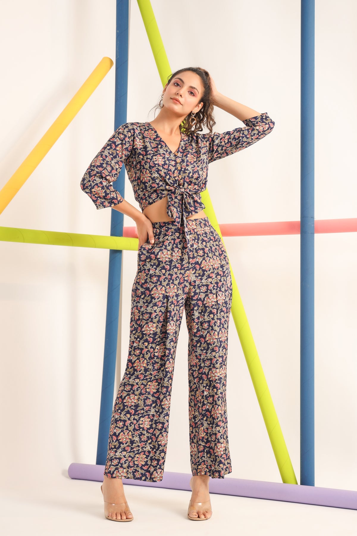 Jaipuri Jaal on blue Cotton Co-ord set