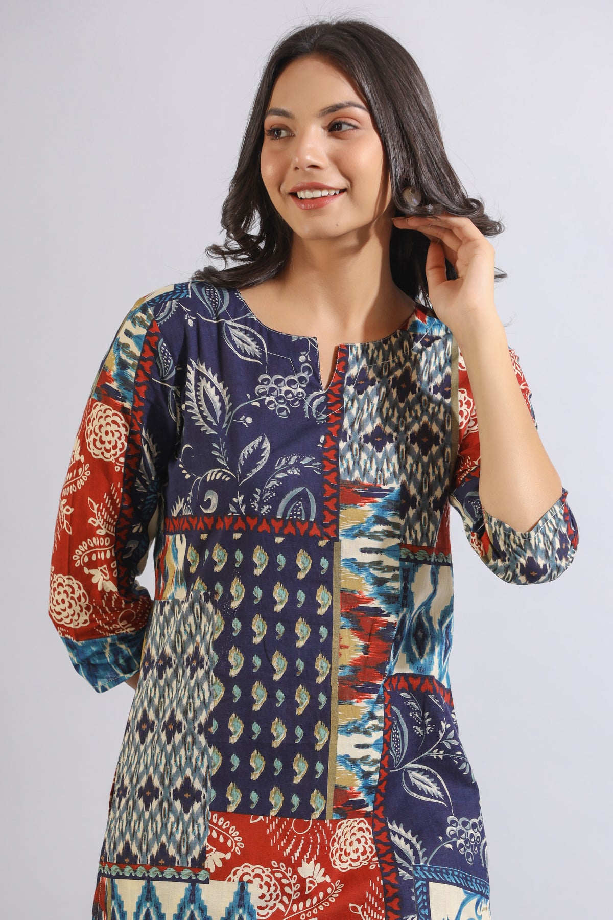Floral Patches on Printed Cotton Palazzo Loungewear Set