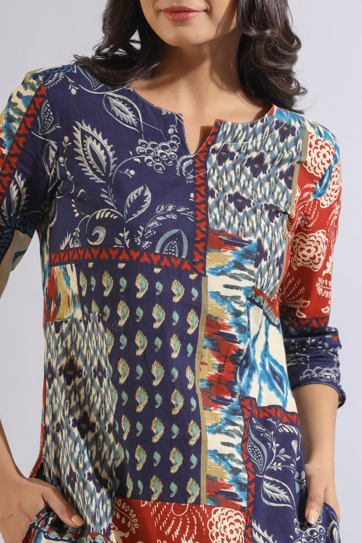 Floral Patches on Printed Cotton Palazzo Loungewear Set
