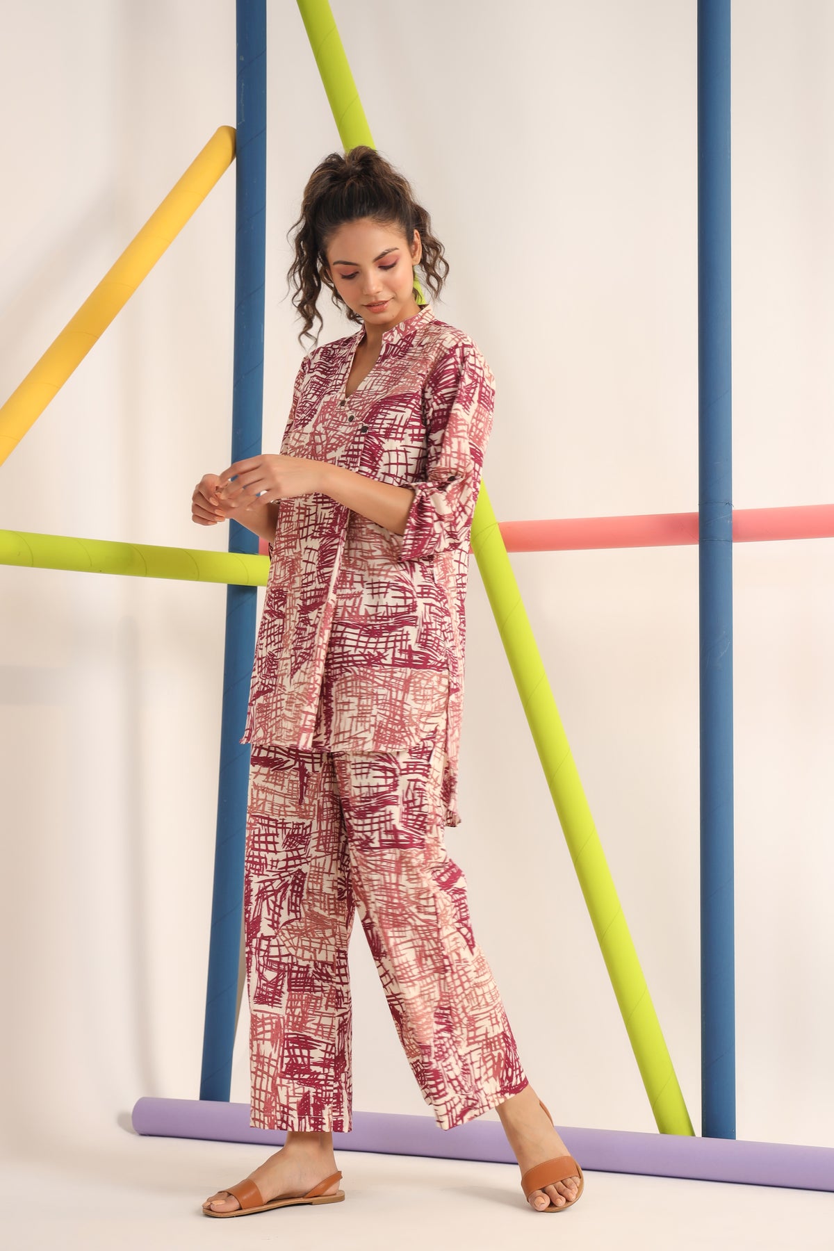 Scribble Mauve on Cotton Co-ord set