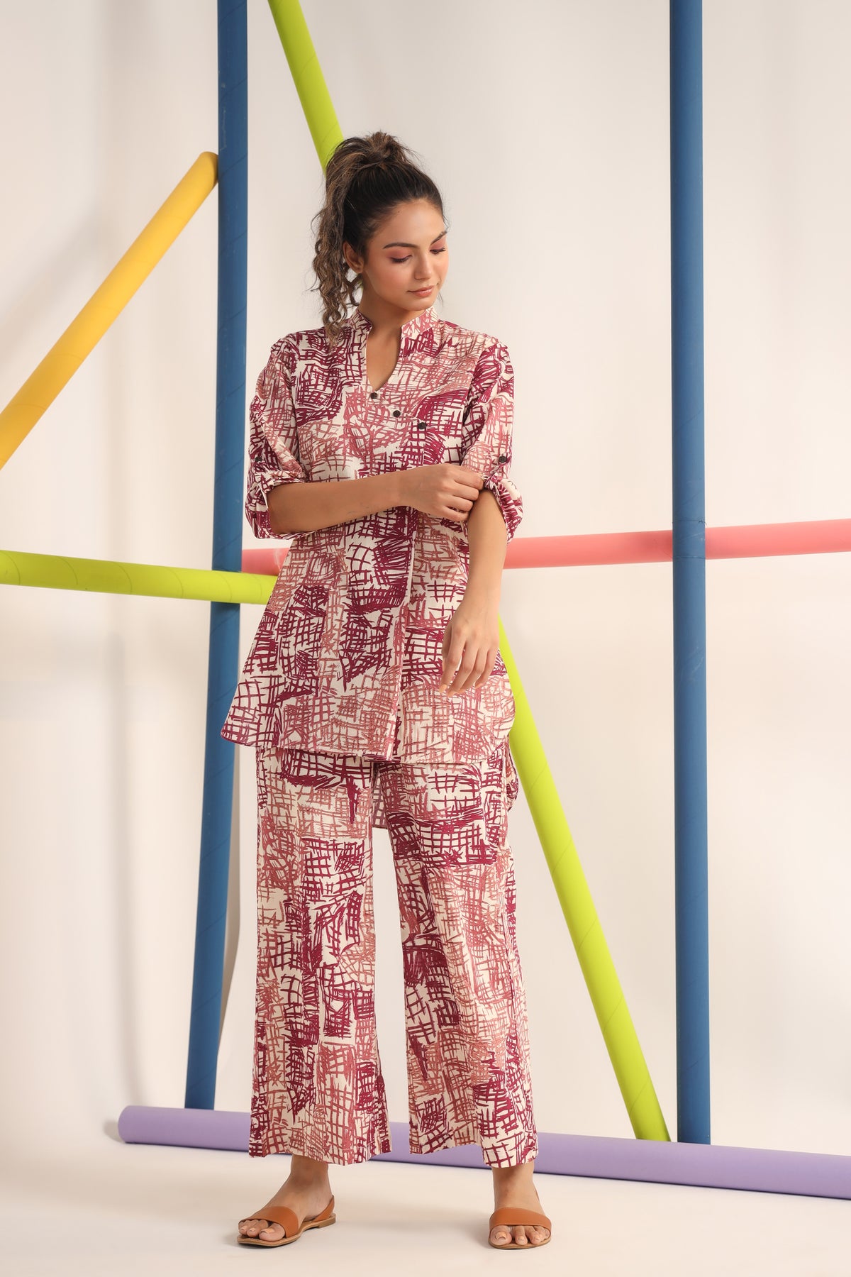 Scribble Mauve on Cotton Co-ord set