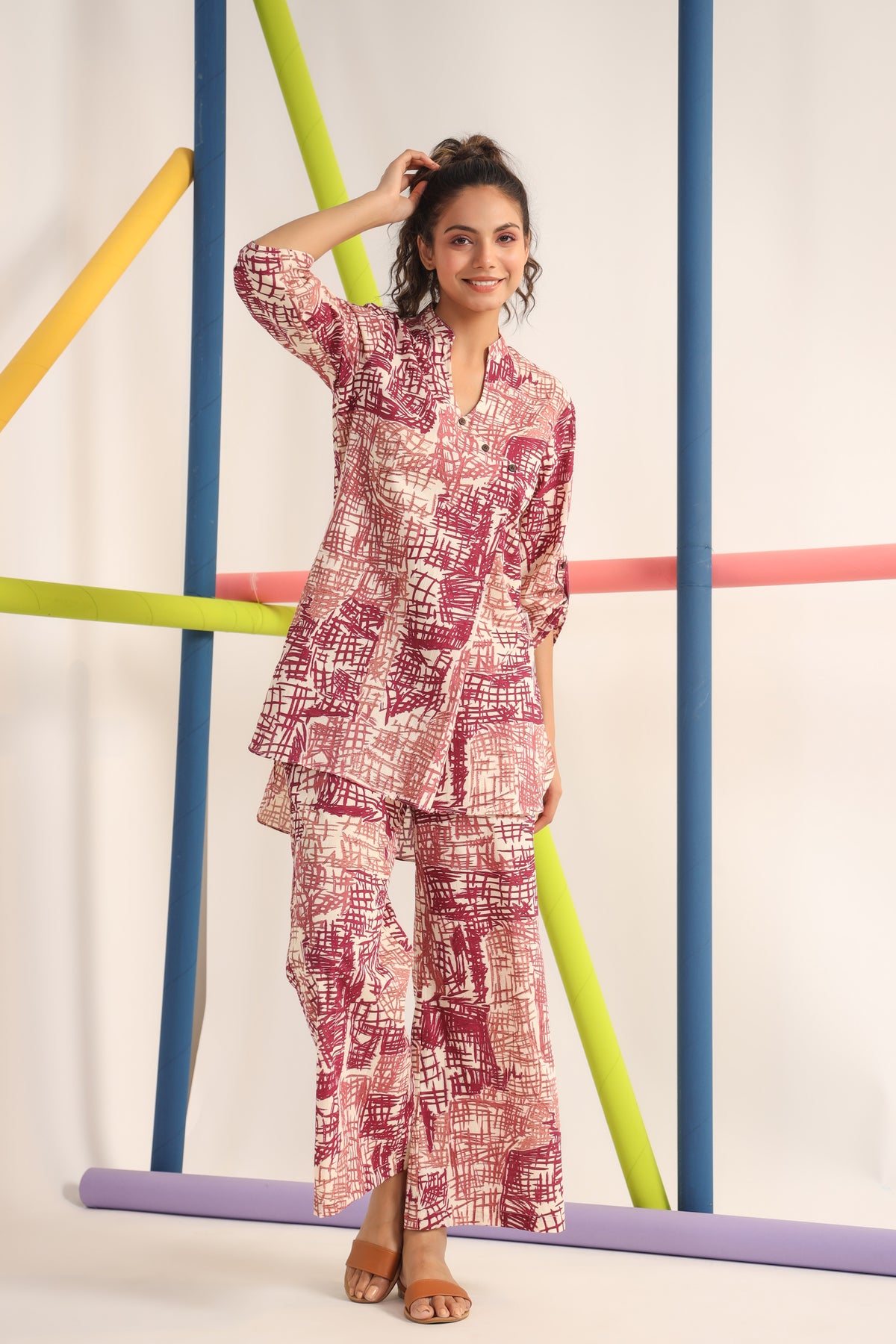 Scribble Mauve on Cotton Co-ord set