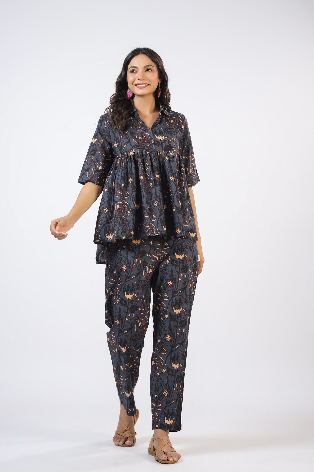 Nightshade Rose Cotton Loungewear Top Set