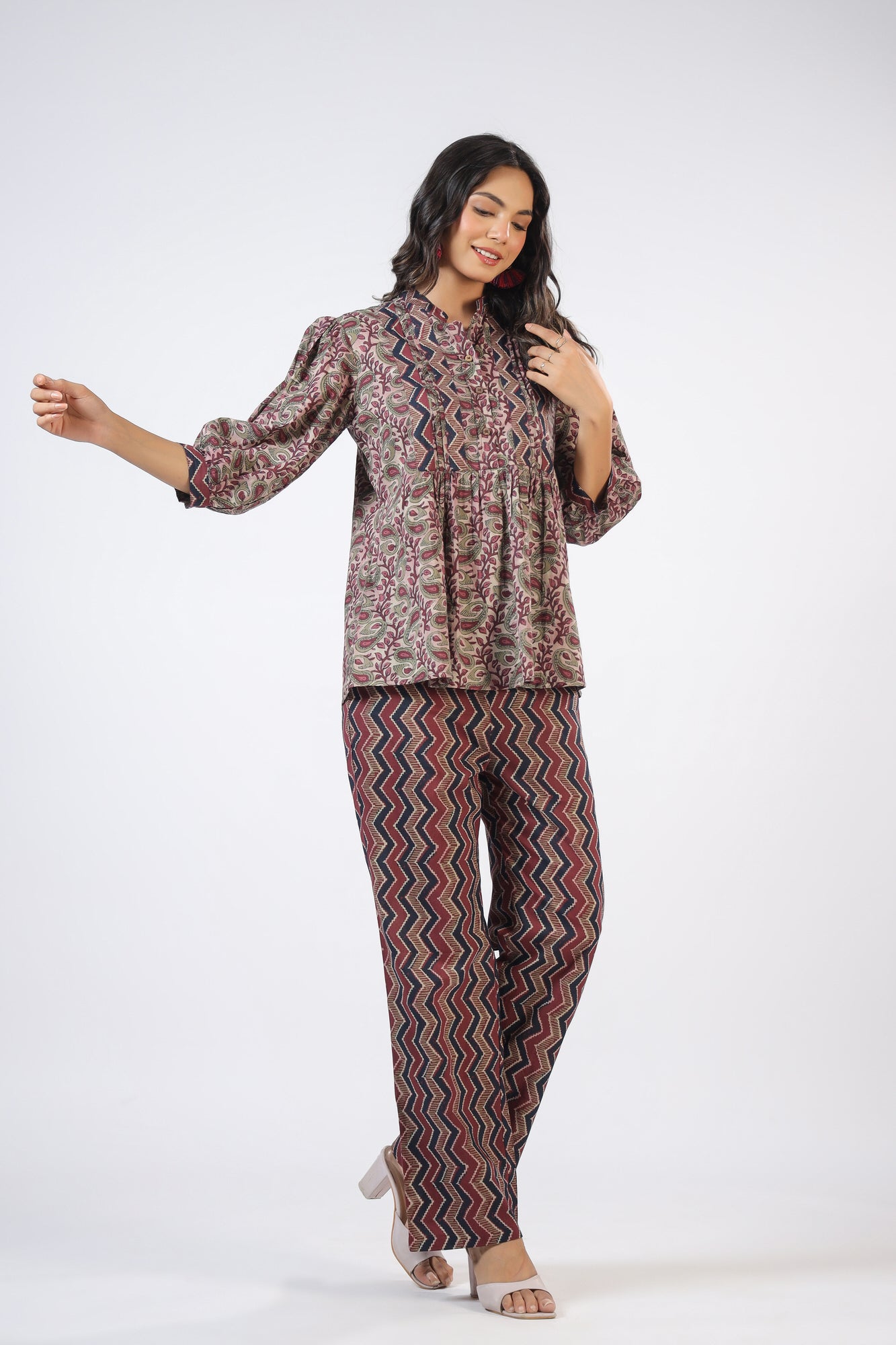 Zen Dusky Cotton Loungewear Top Set