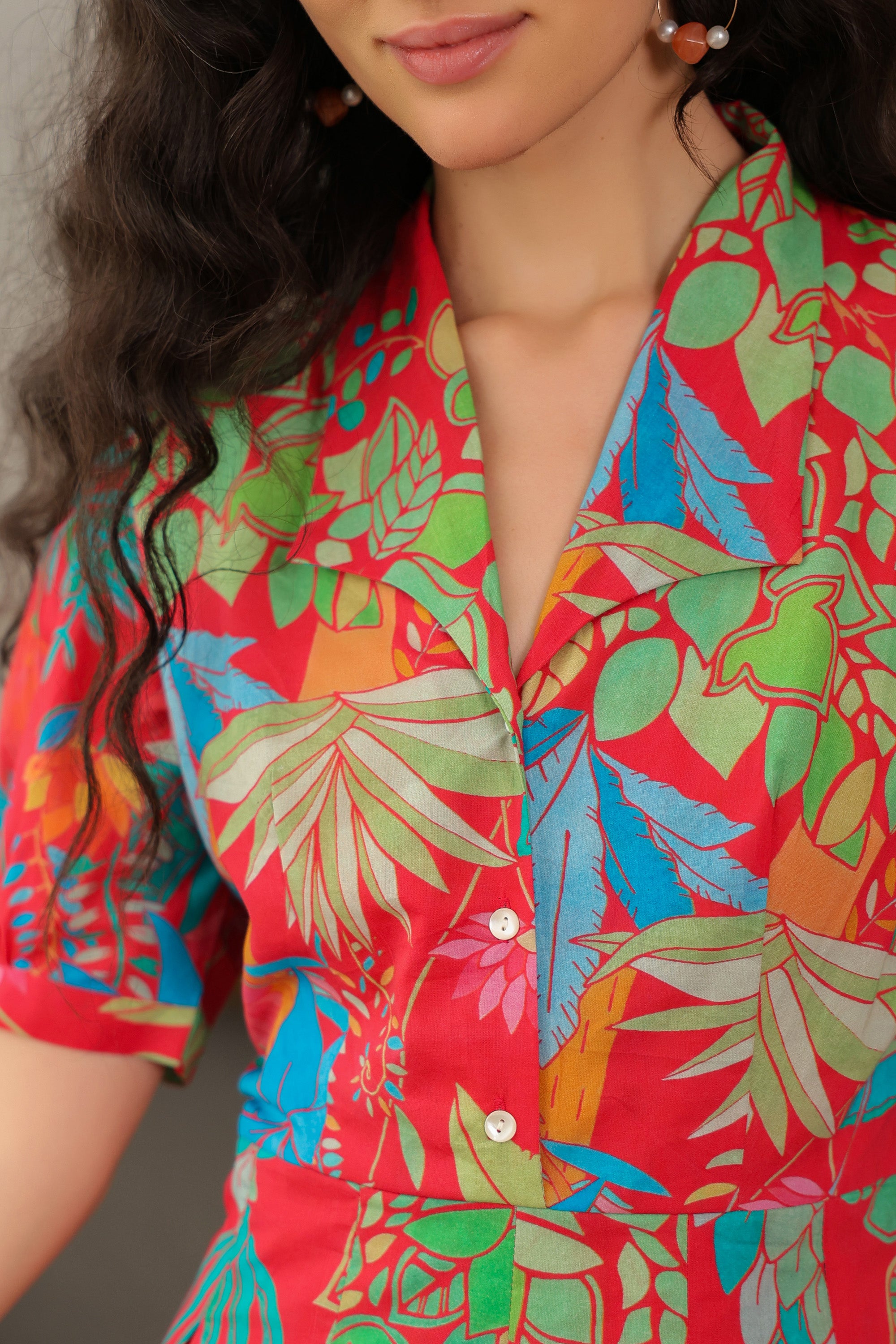 Scarlet Tropics Cotton Dress