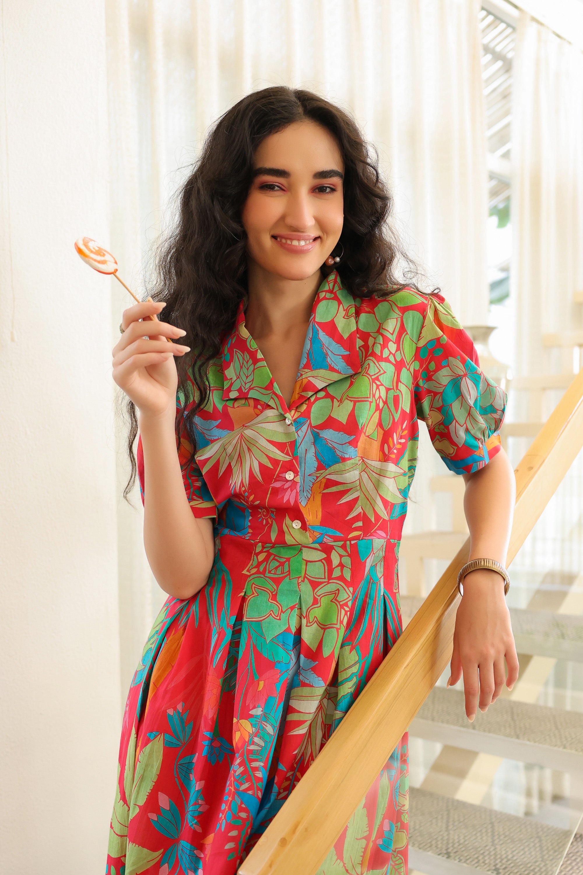 Scarlet Tropics Cotton Dress