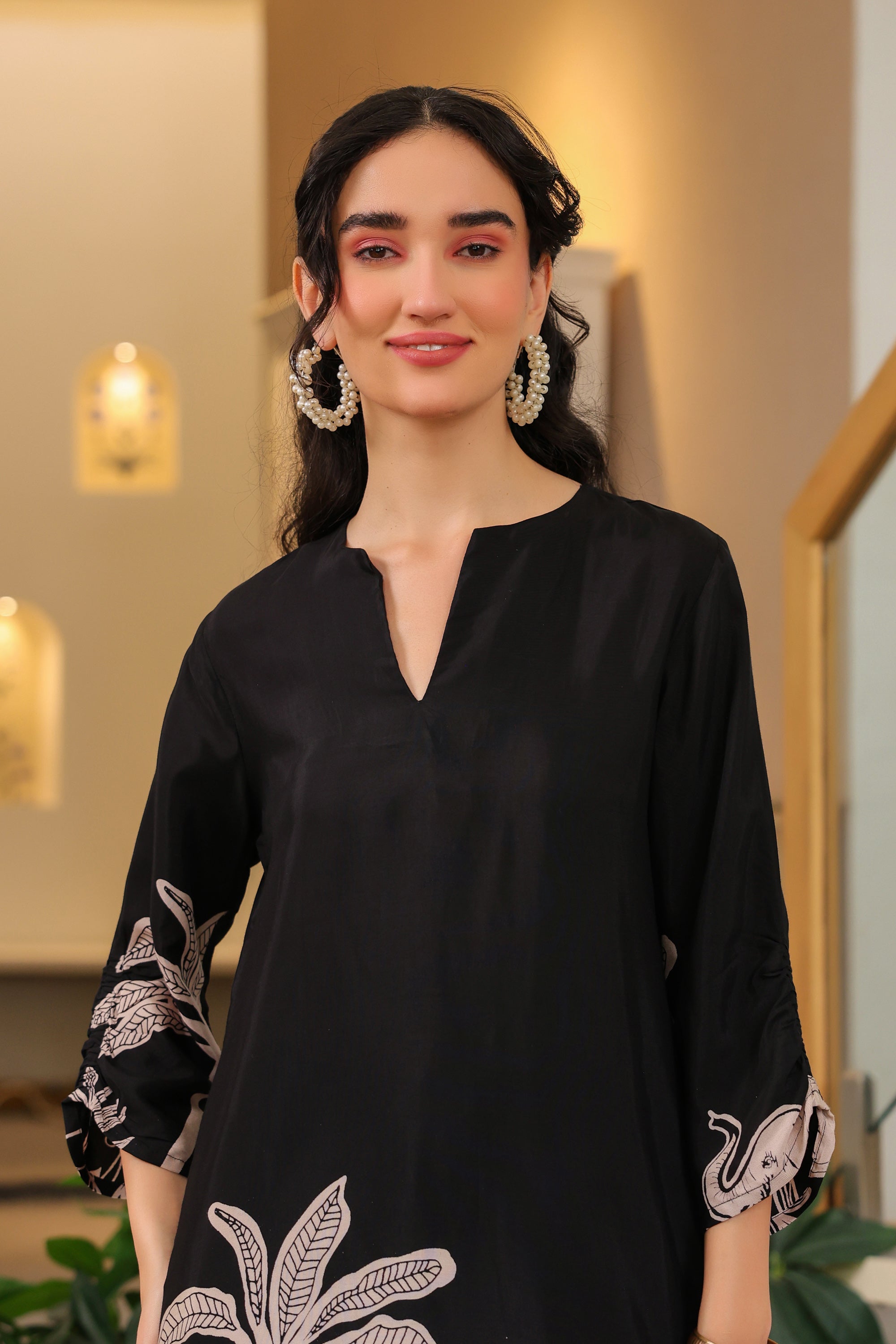 Black Jungle Mystique Russian Silk Co-ord Set