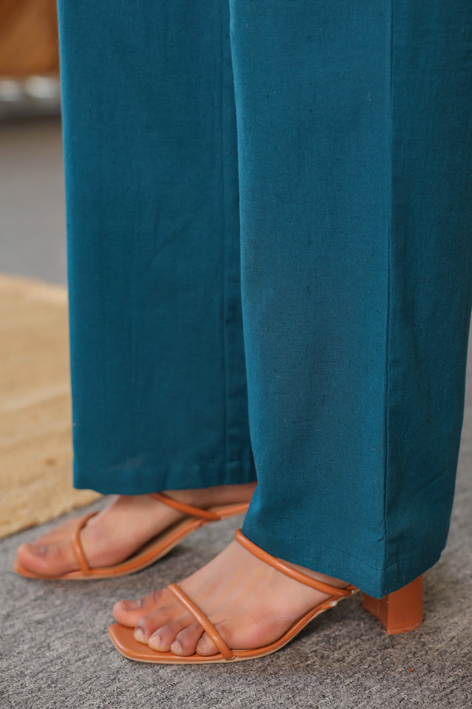 Teal Tranquility Fringe Detail Cotton Flex Co-ord Set