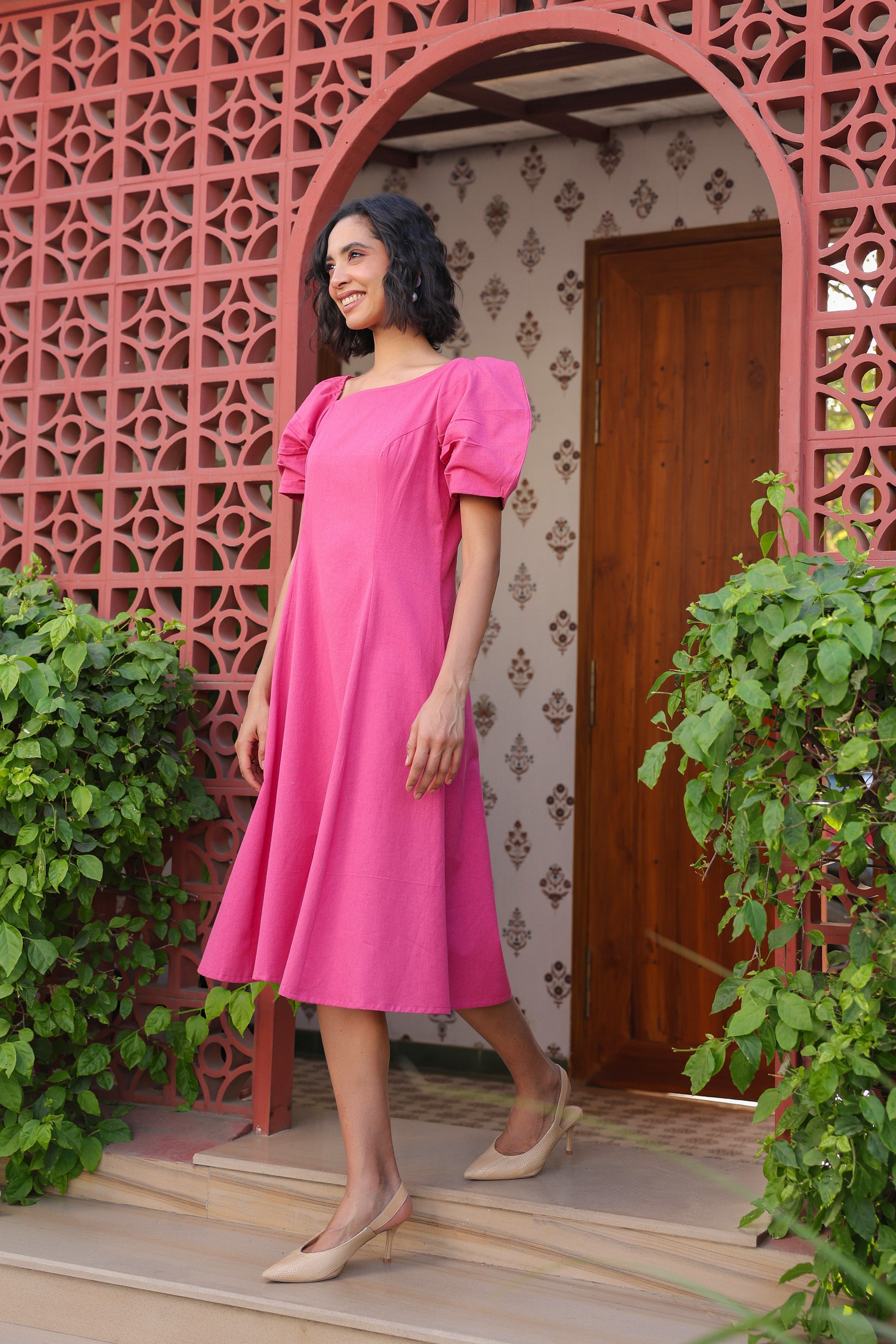 Dusky Rose Cotton Flex Dress
