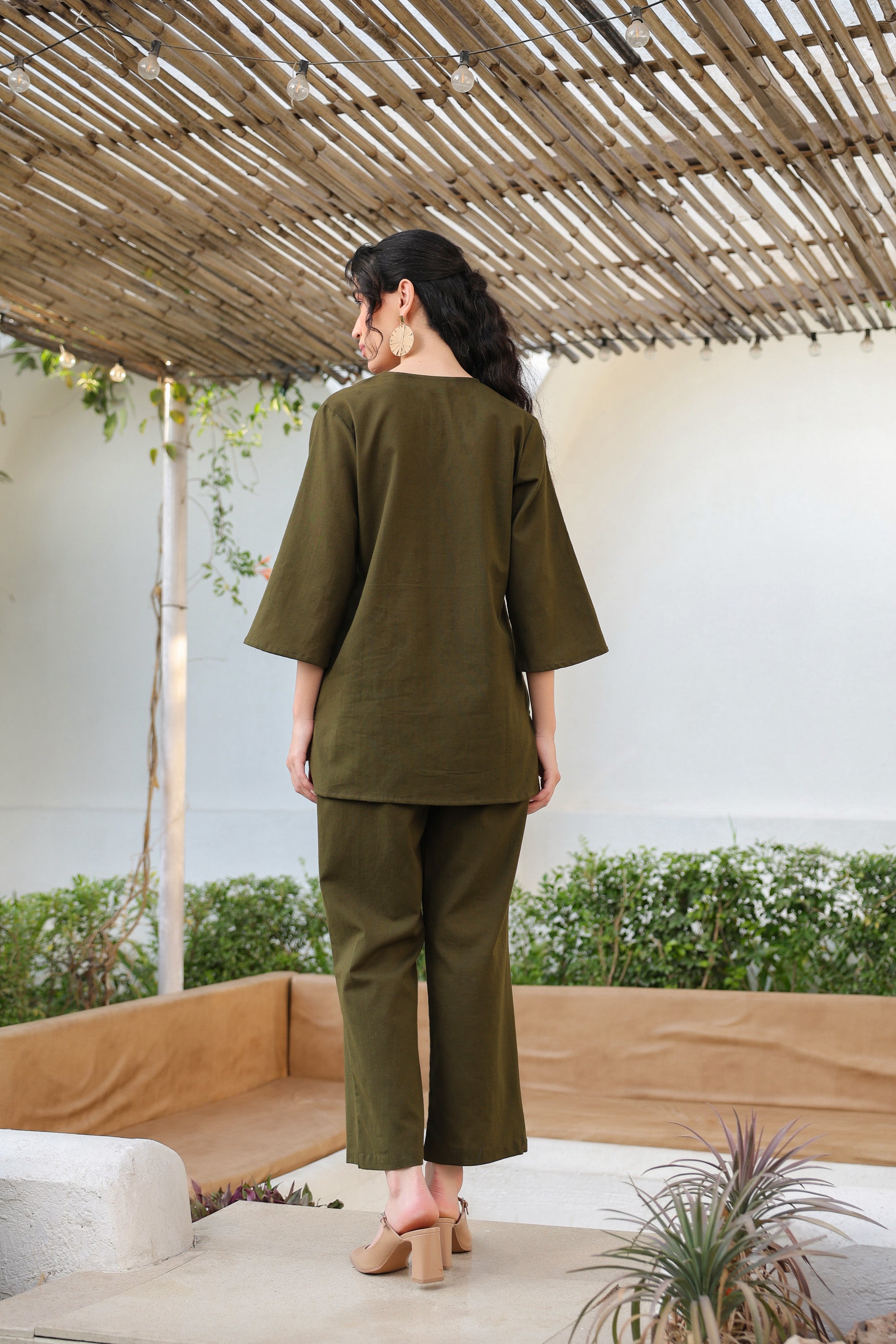 Olive Petal Cotton Flex Co-ord Set