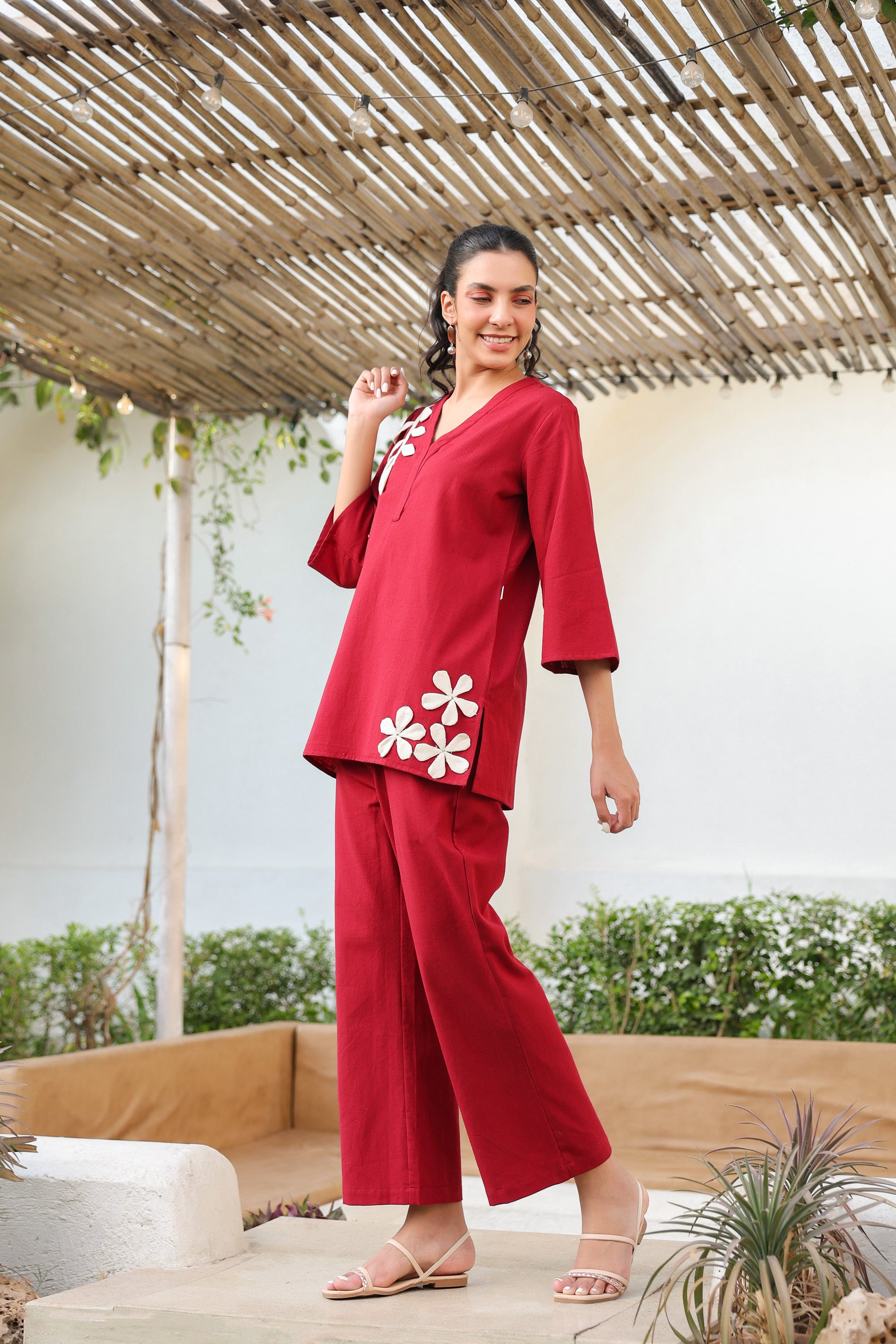 Red Petal Cotton Flex Co-ord Set
