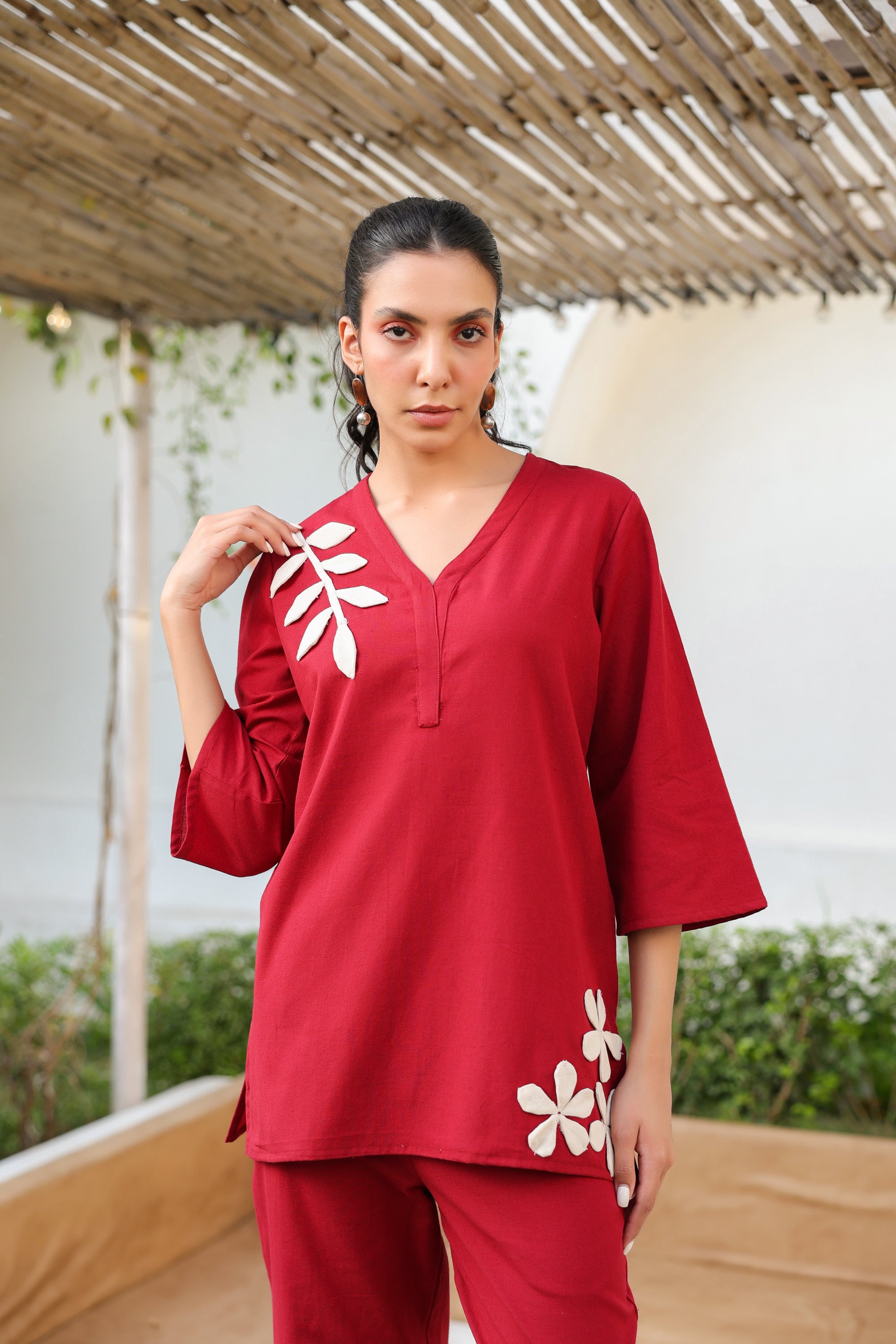 Red Petal Cotton Flex Co-ord Set