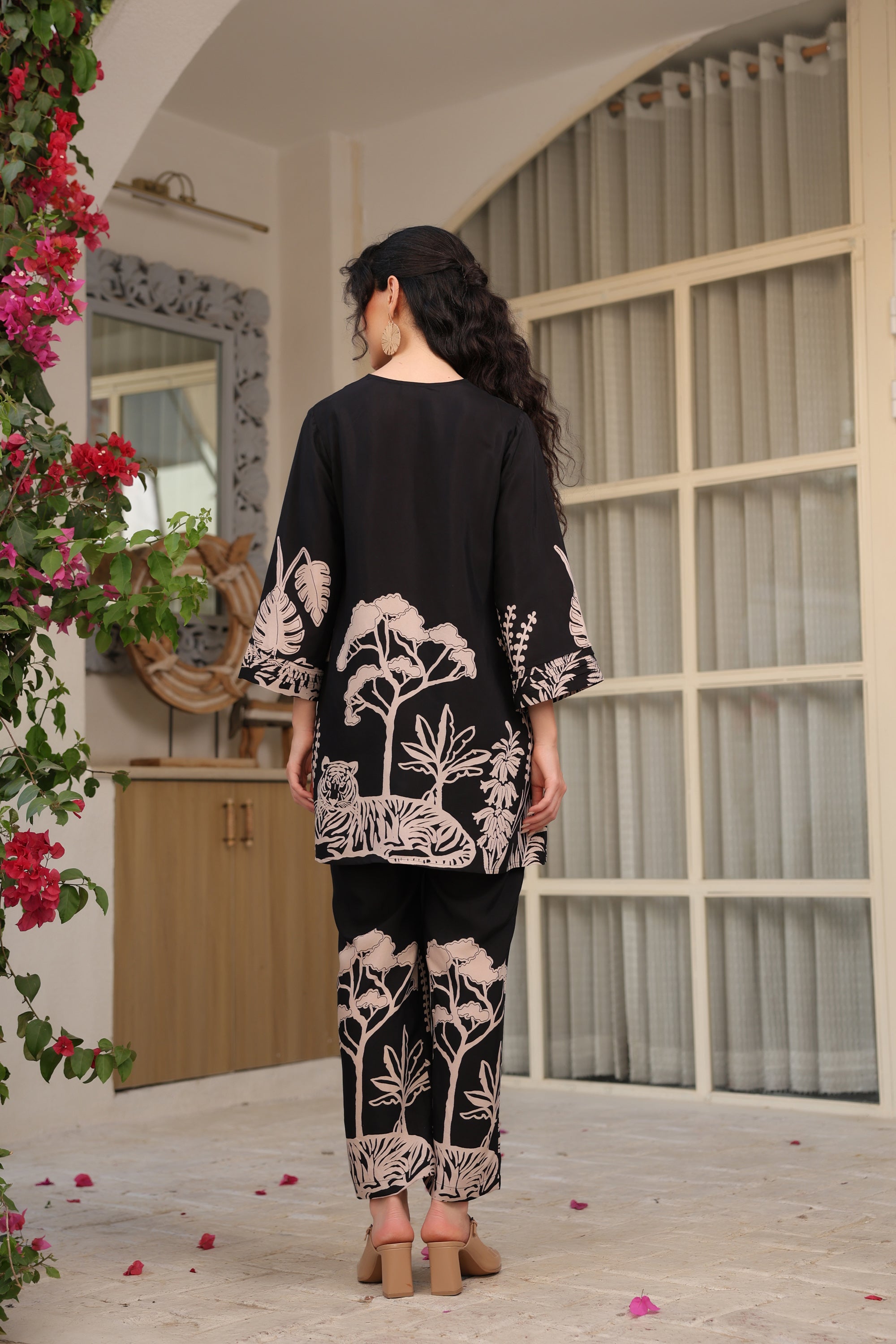 Midnight Botanical Russian Silk Co-ord Set