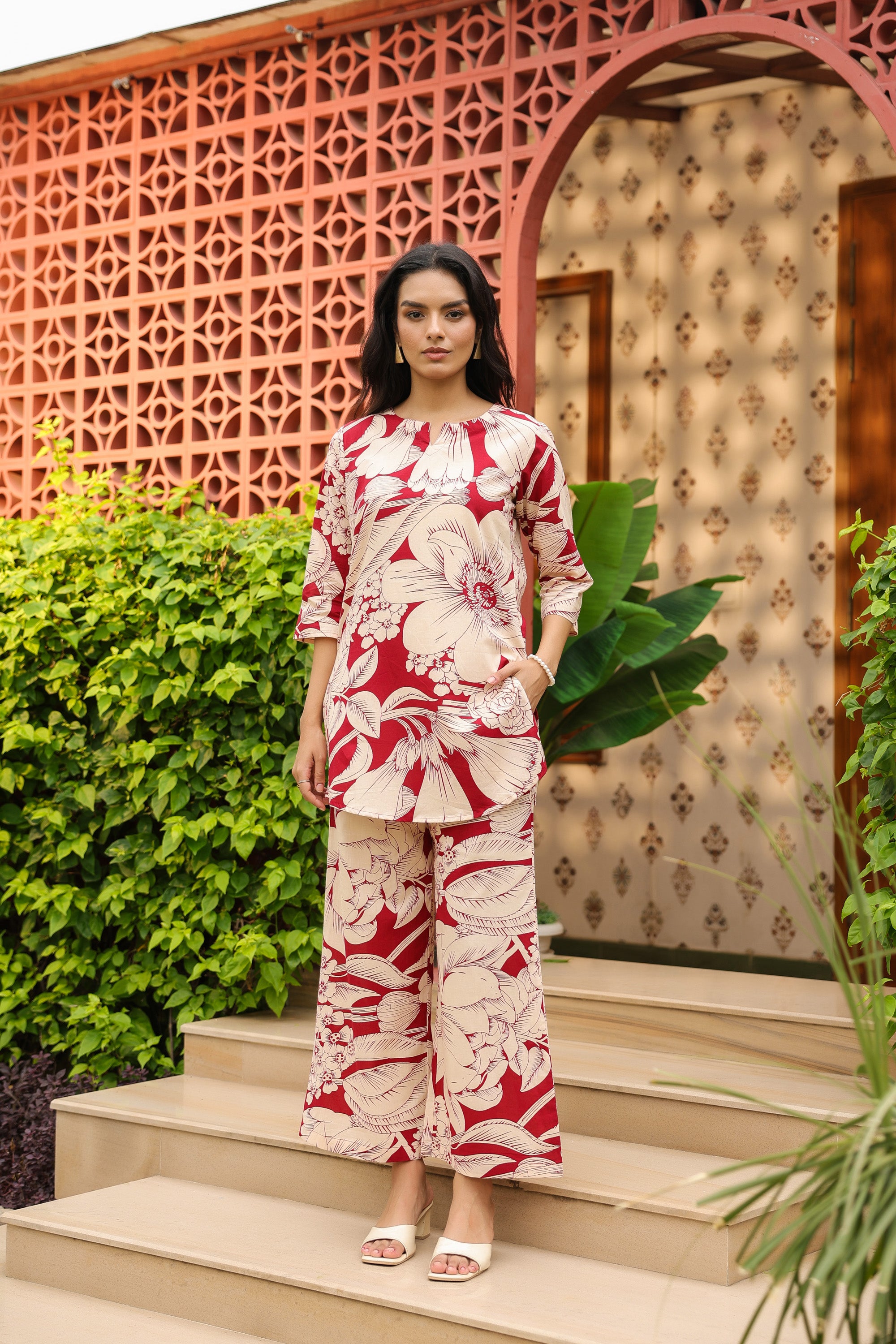 Tropical Floral Pure Cotton Co-ord Set