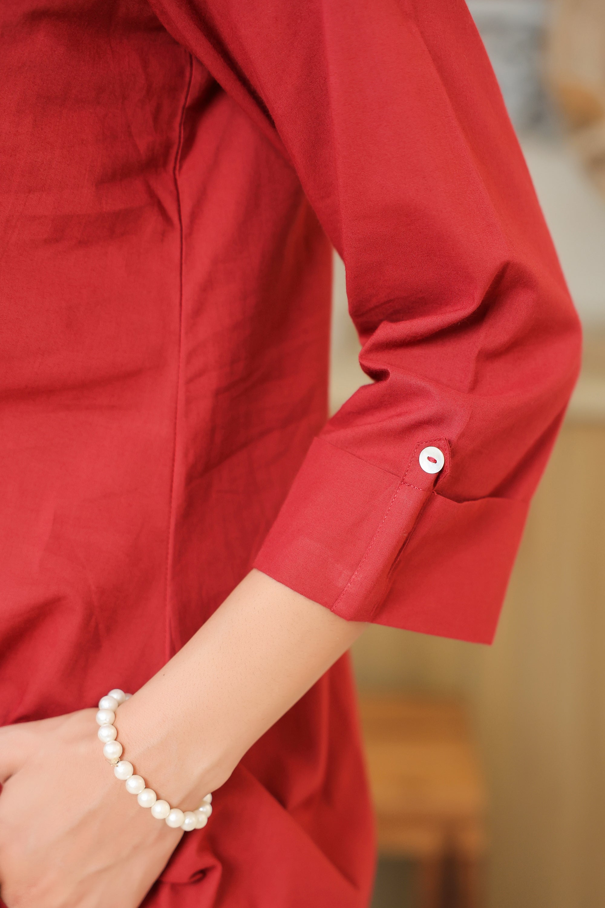 Crimson Ease Cotton Maroon Co-ord Set