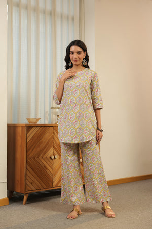 Pastel Mosaic Printed Cotton Co-ord Set