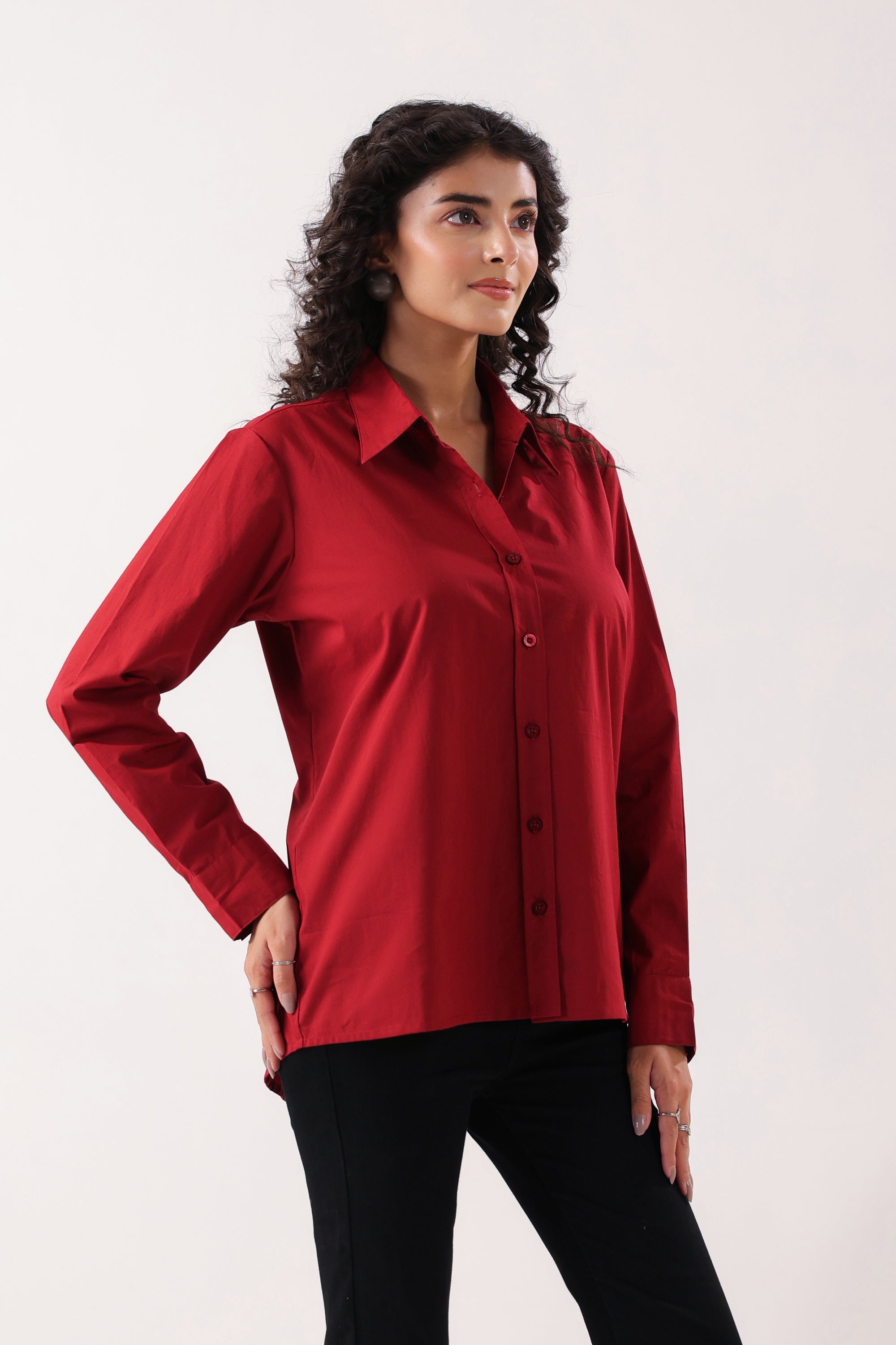 Crimson Classic Formal Maroon Poplin Shirt