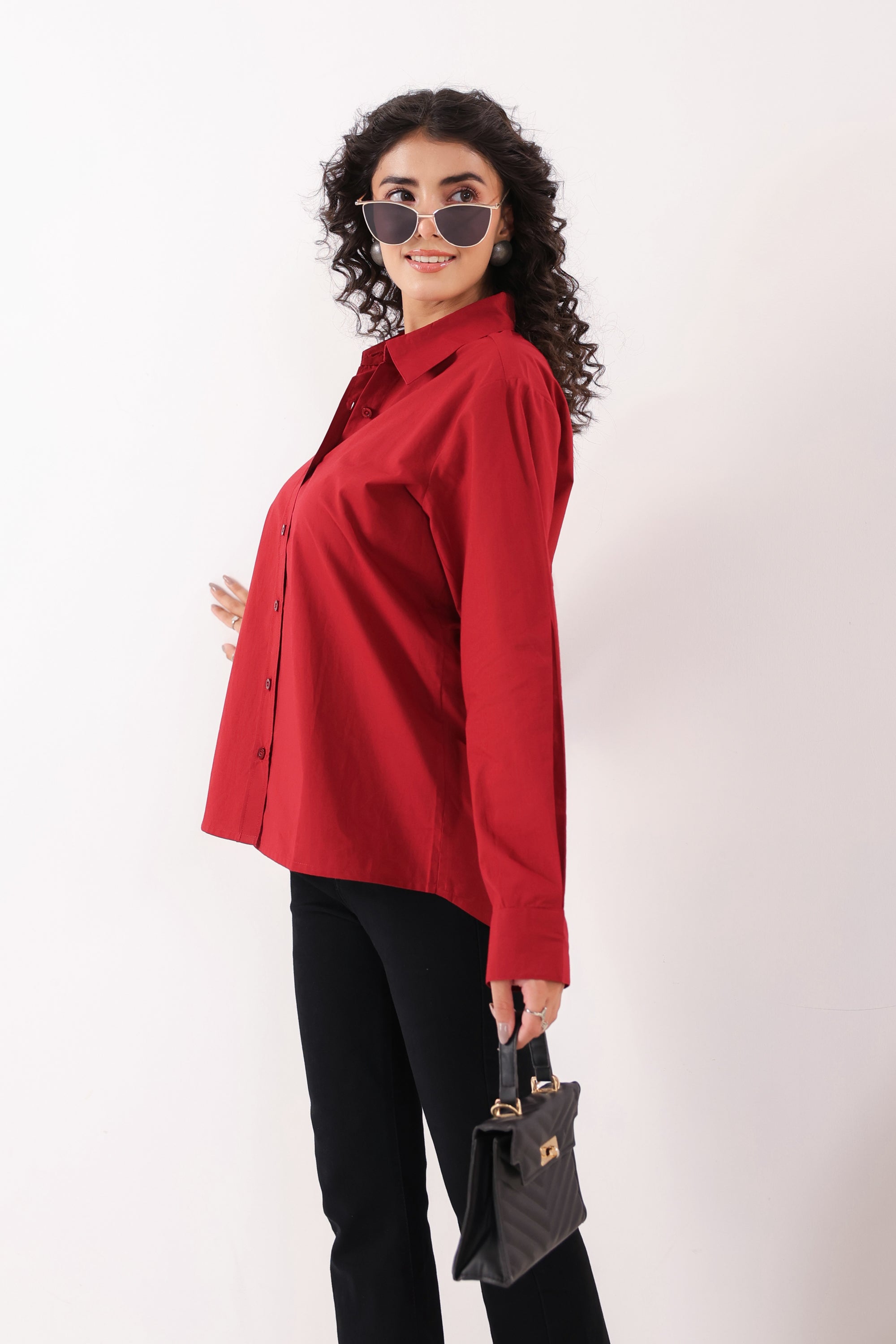 Crimson Classic Formal Maroon Poplin Shirt