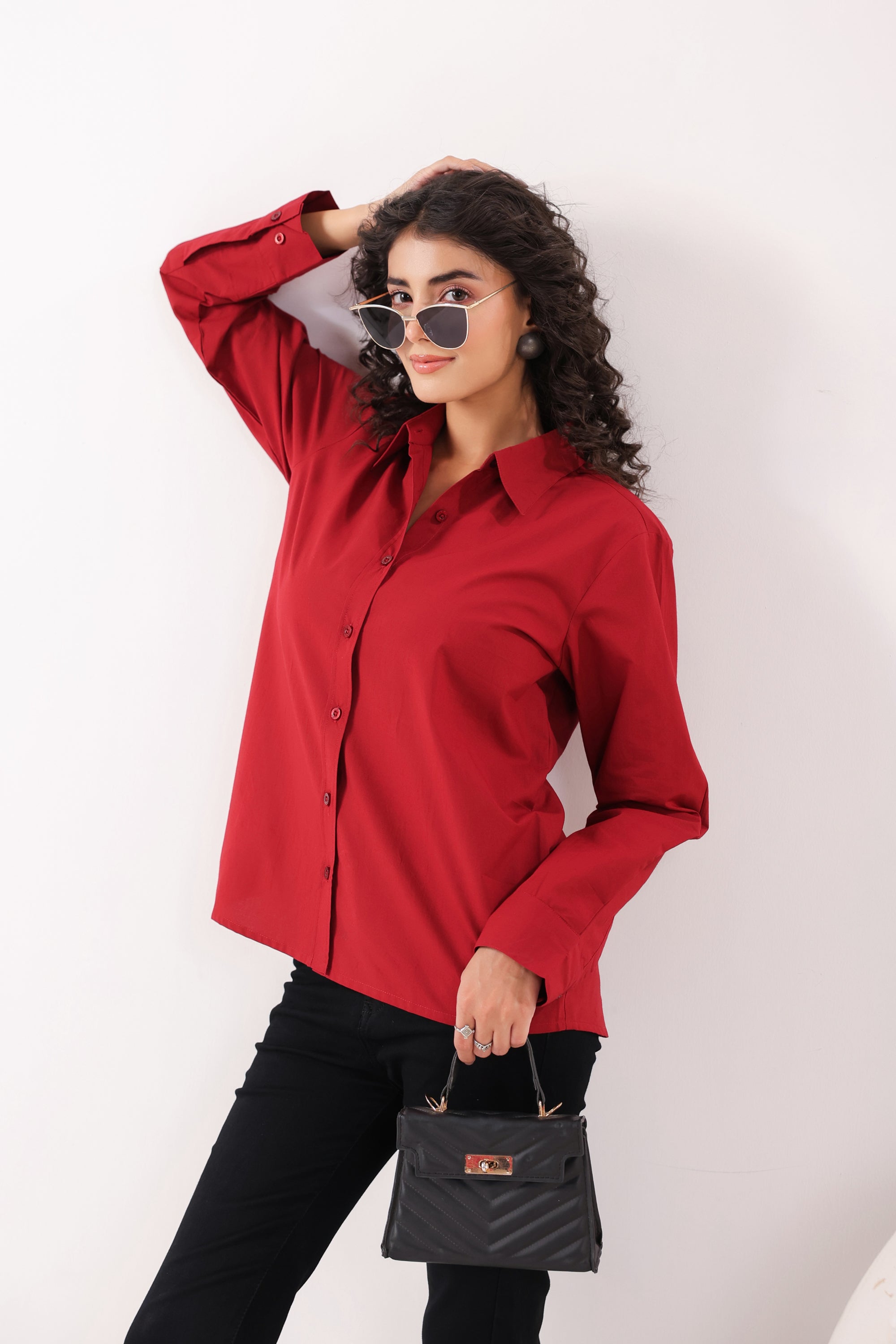 Crimson Classic Formal Maroon Poplin Shirt