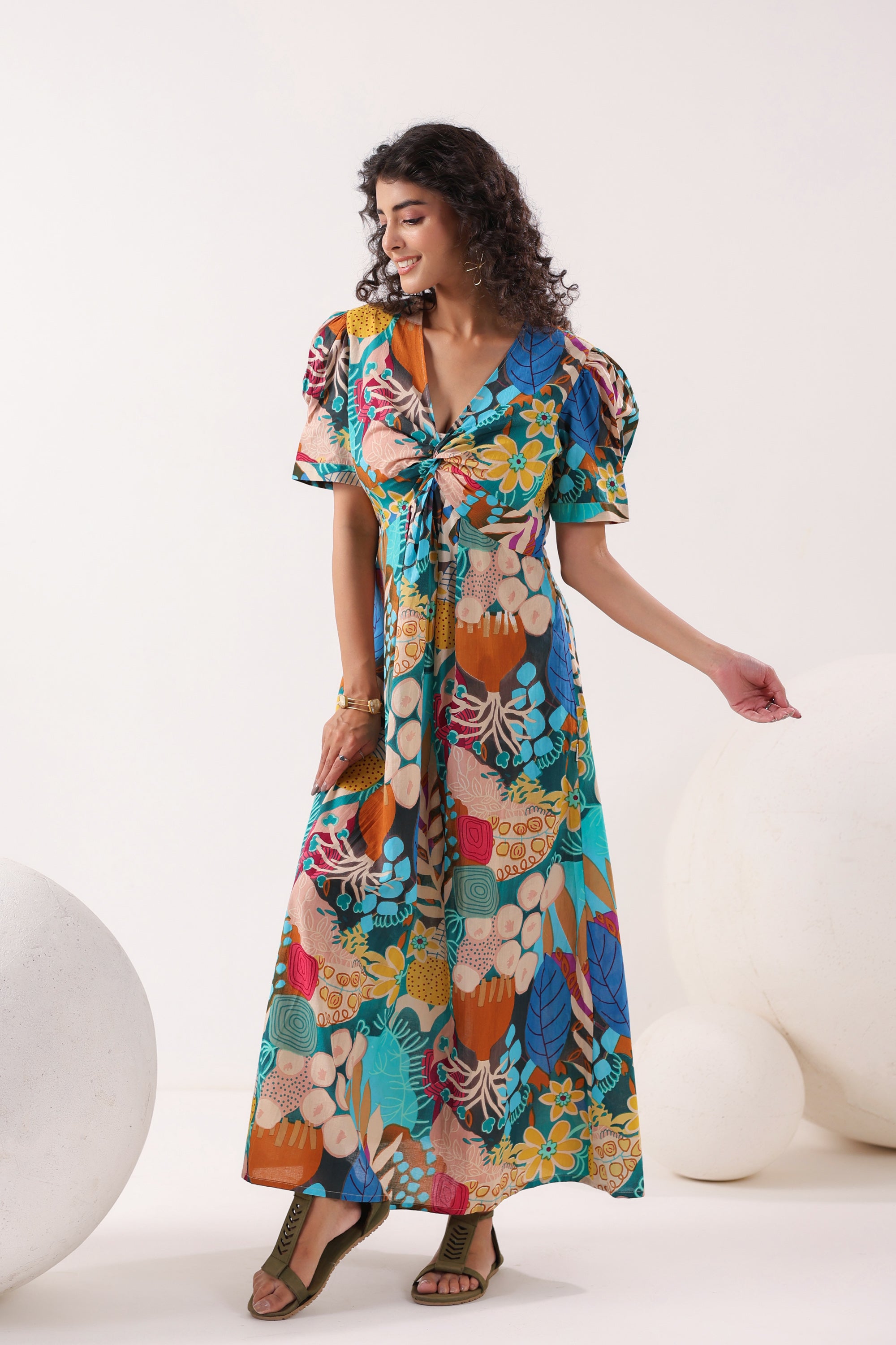 Tropical Mosaic Cotton Sundress