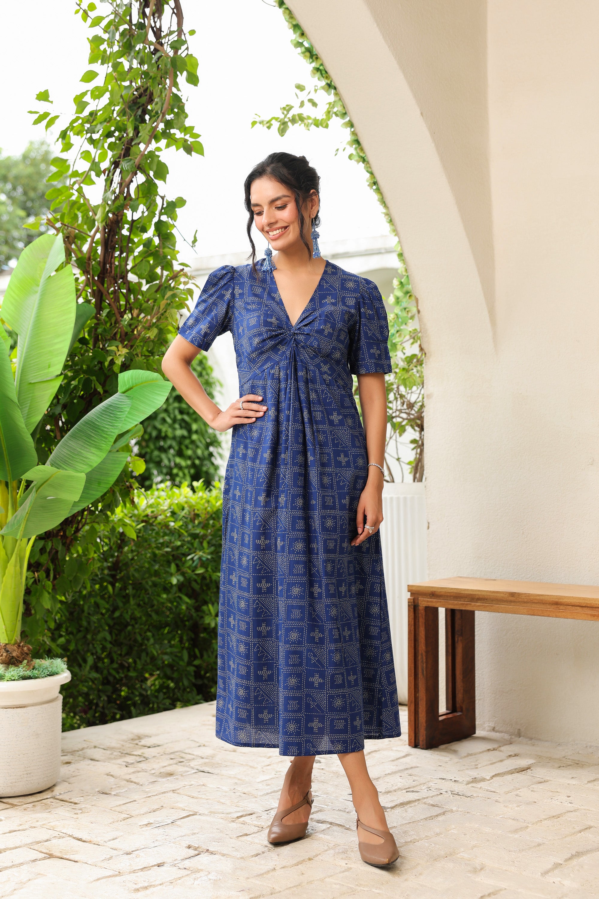 Geometric Grace Cotton Sundress