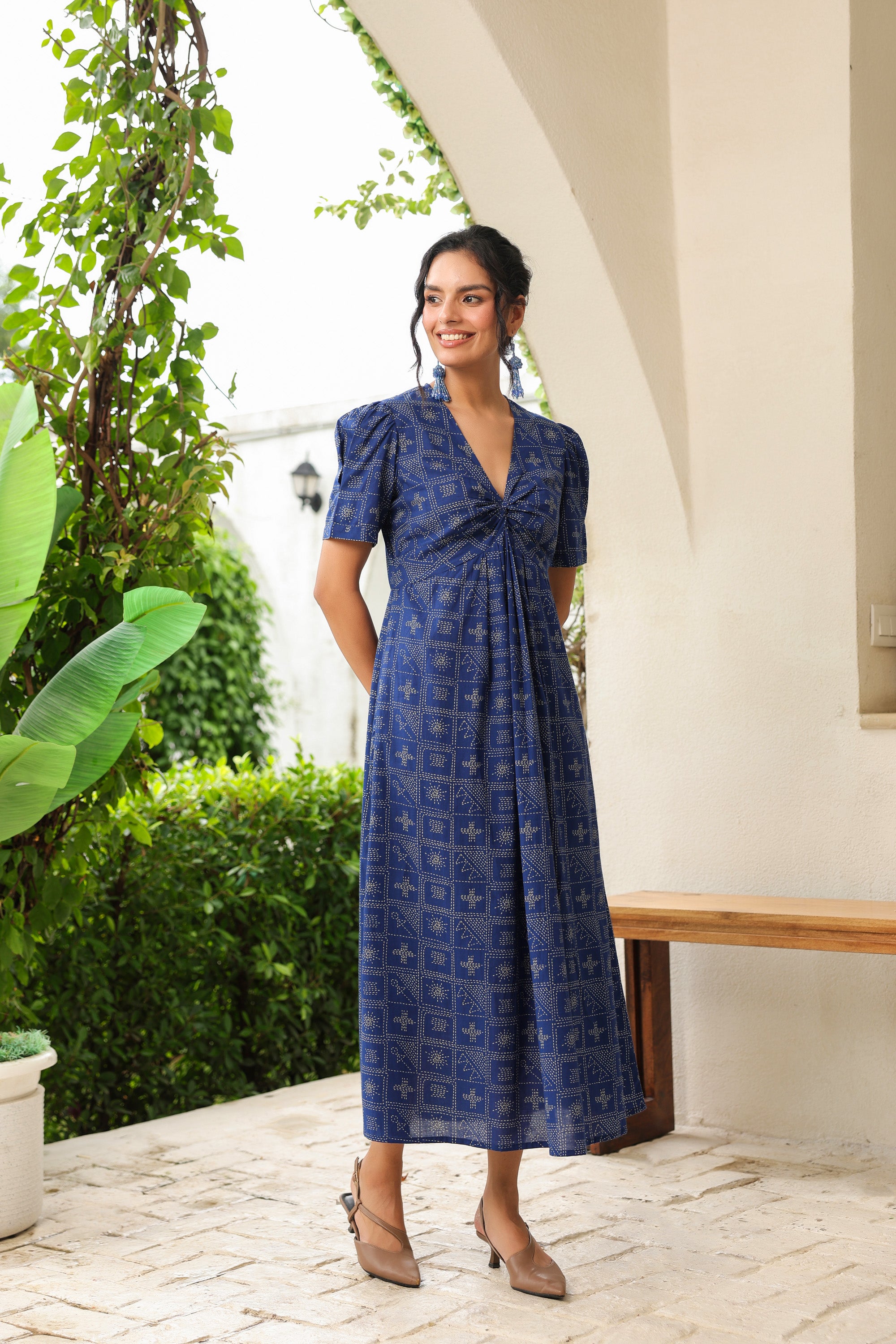 Geometric Grace Cotton Sundress