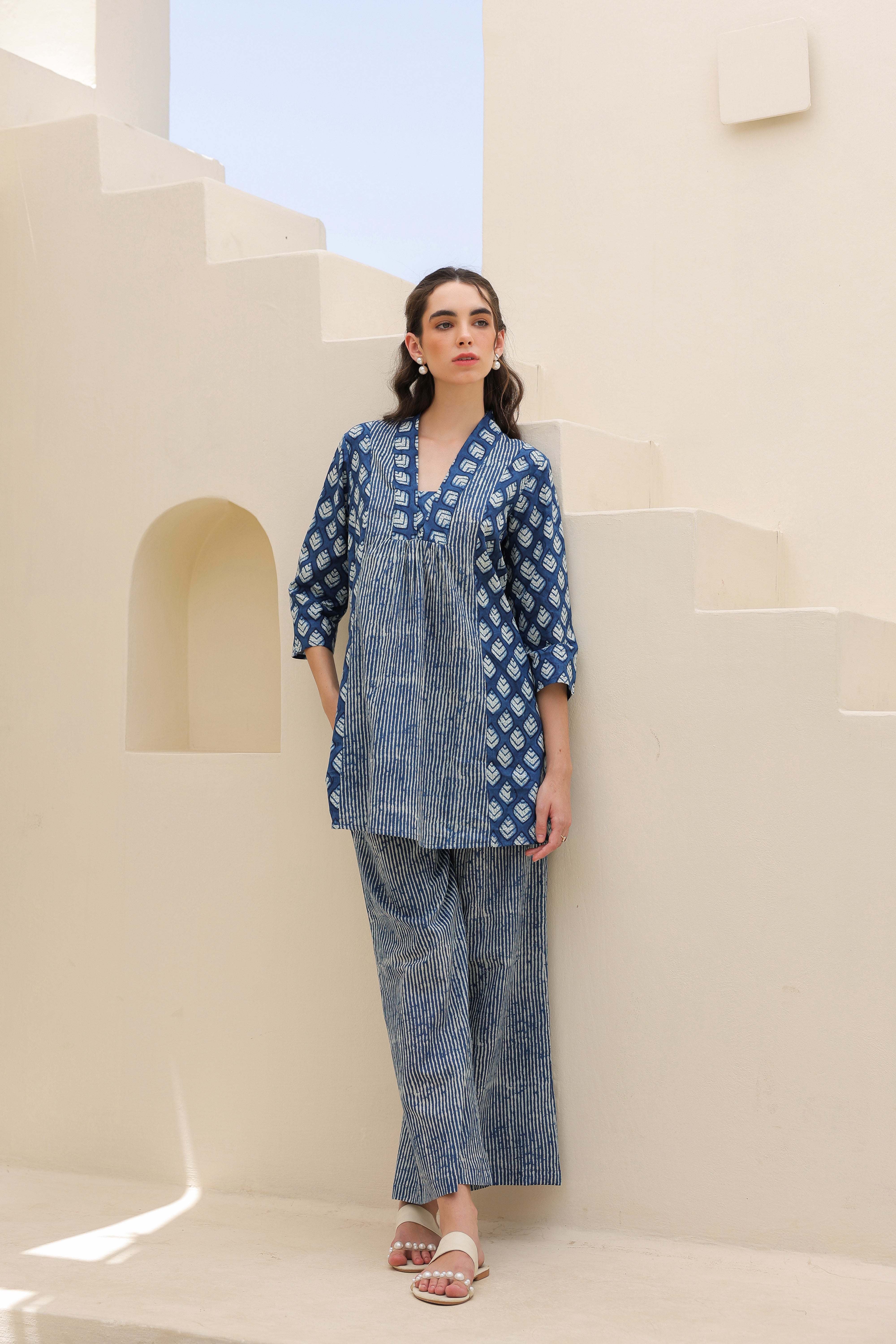 Sailing Blue Printed Cotton Co-ord Set