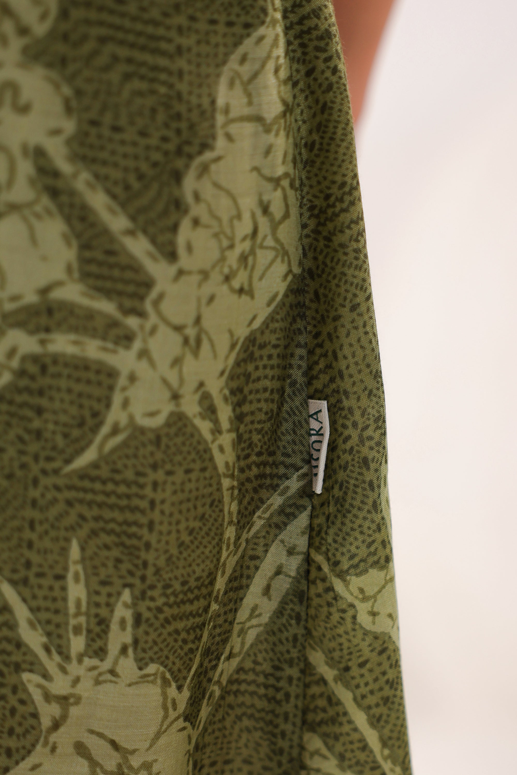 Olive Green Floral Silk Sundress