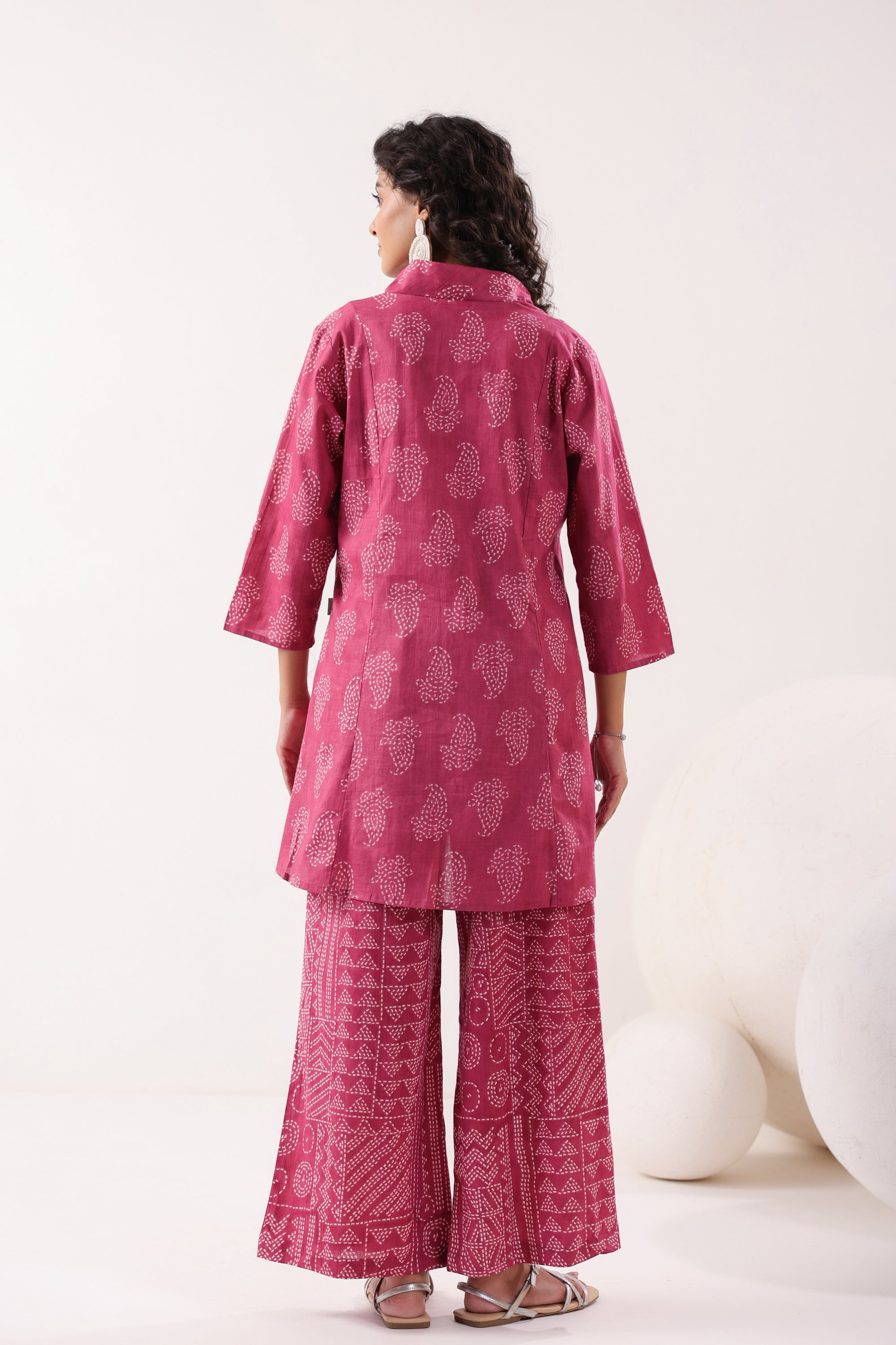 Rani Pink Bandhani Printed Cotton Co-ord Set