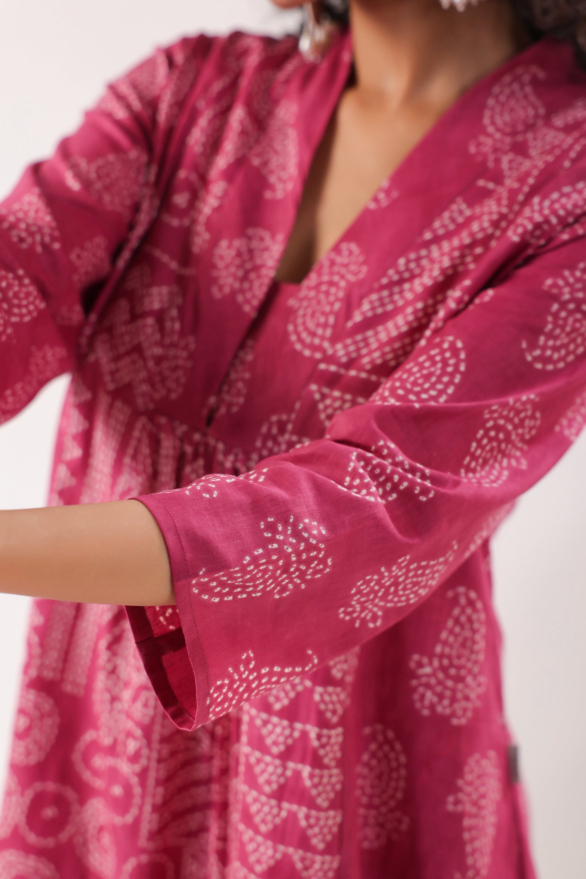 Rani Pink Bandhani Printed Cotton Co-ord Set