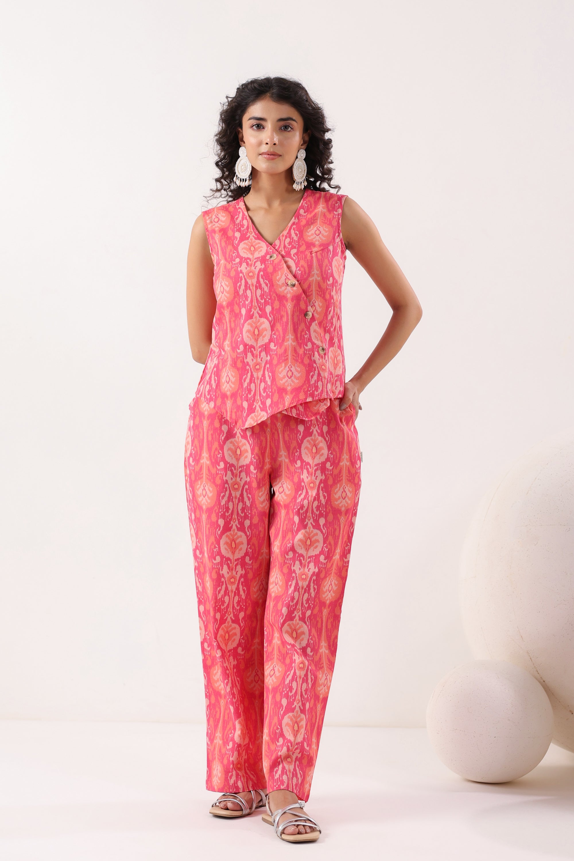 Ornate Bloom Pink Cotton Flex Co-ord Set
