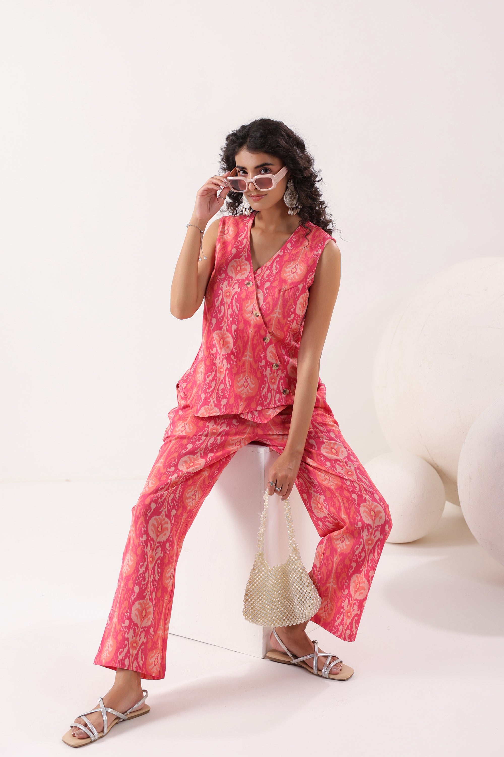 Ornate Bloom Pink Cotton Flex Co-ord Set