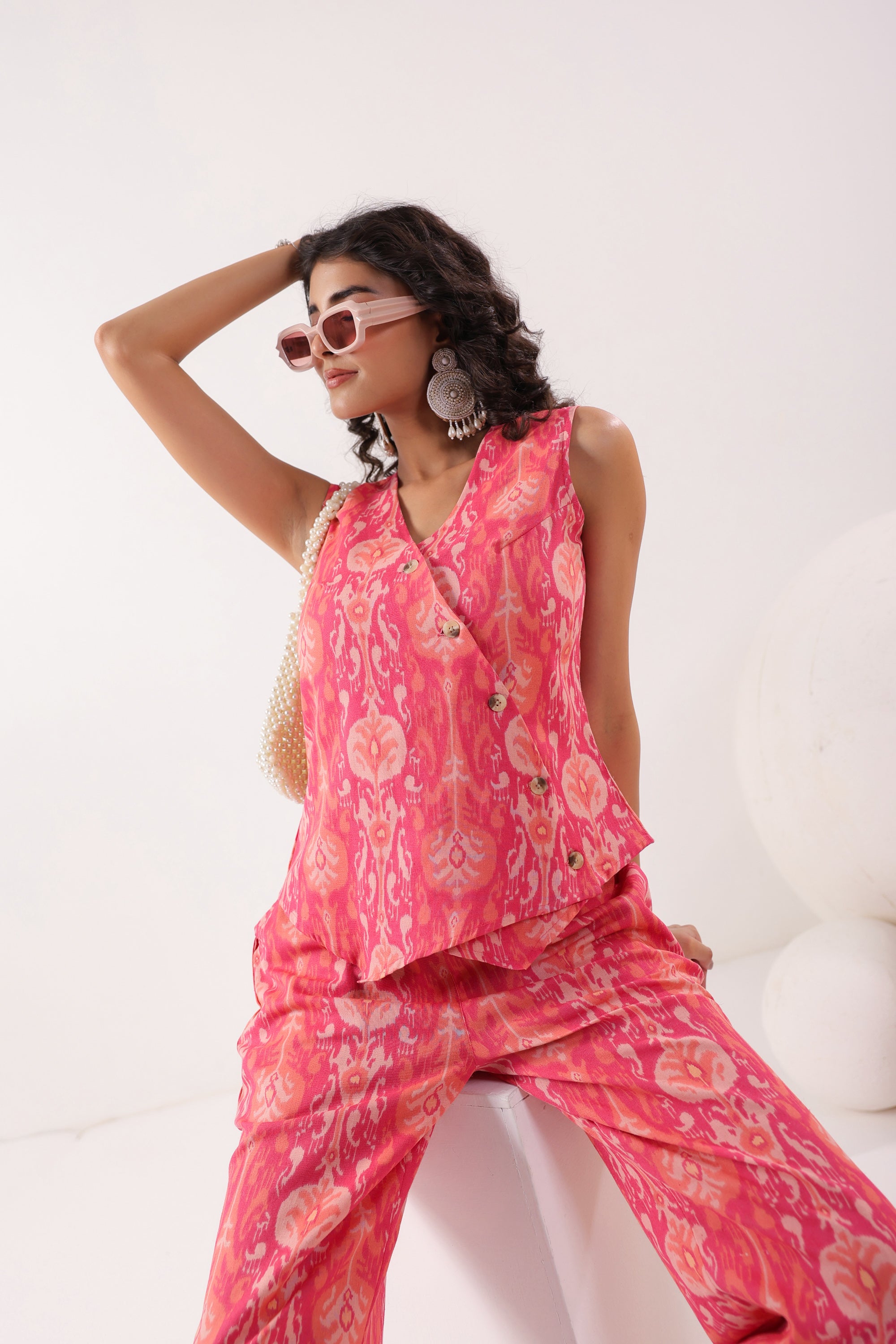 Ornate Bloom Pink Cotton Flex Co-ord Set