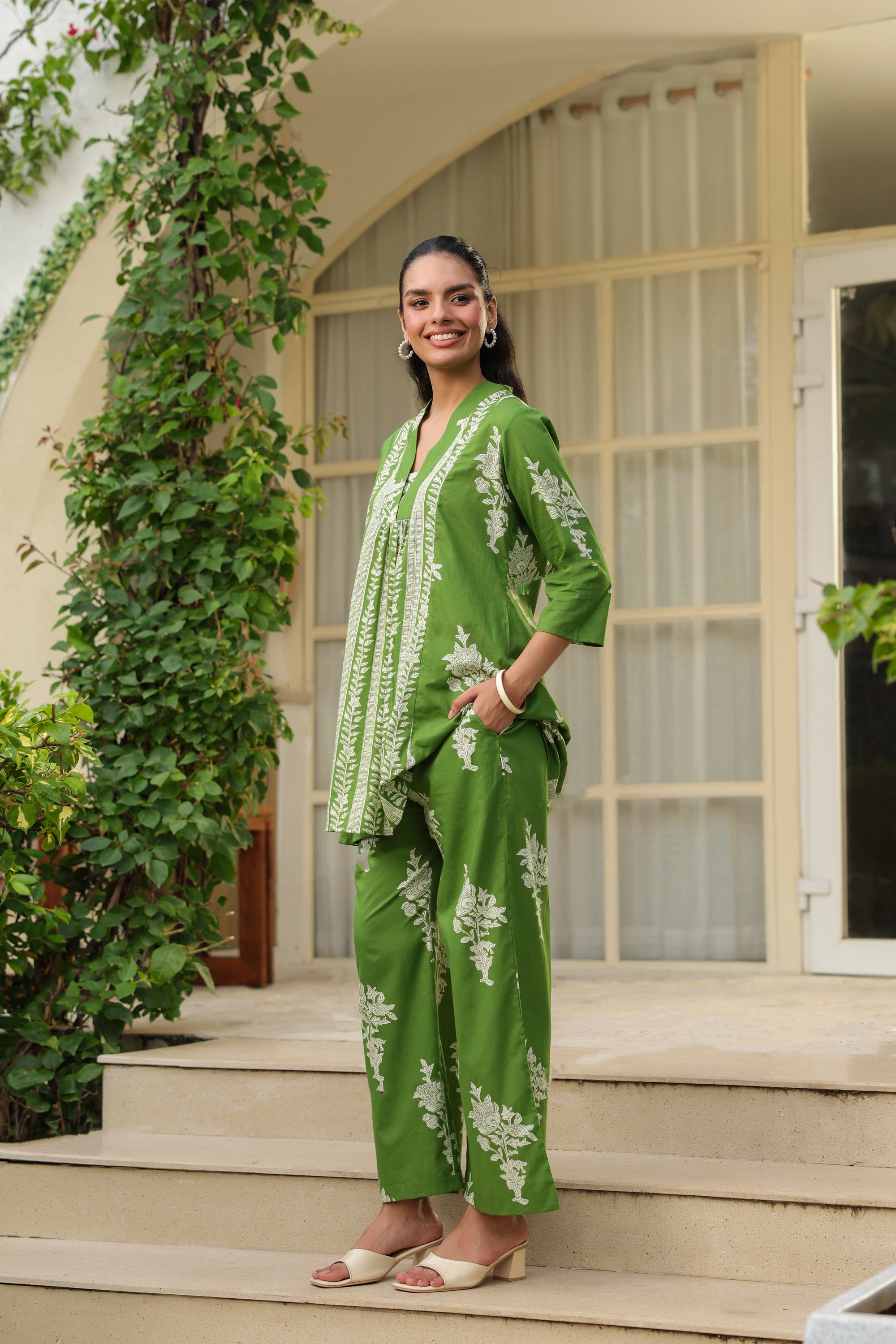 Meadow Green Floral Breeze Cotton Co-ord Set