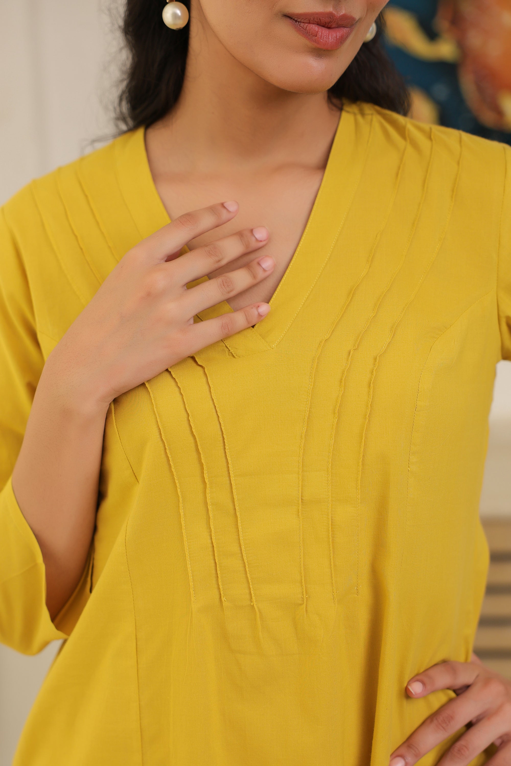 Solid Yellow Cotton Co-ord Set