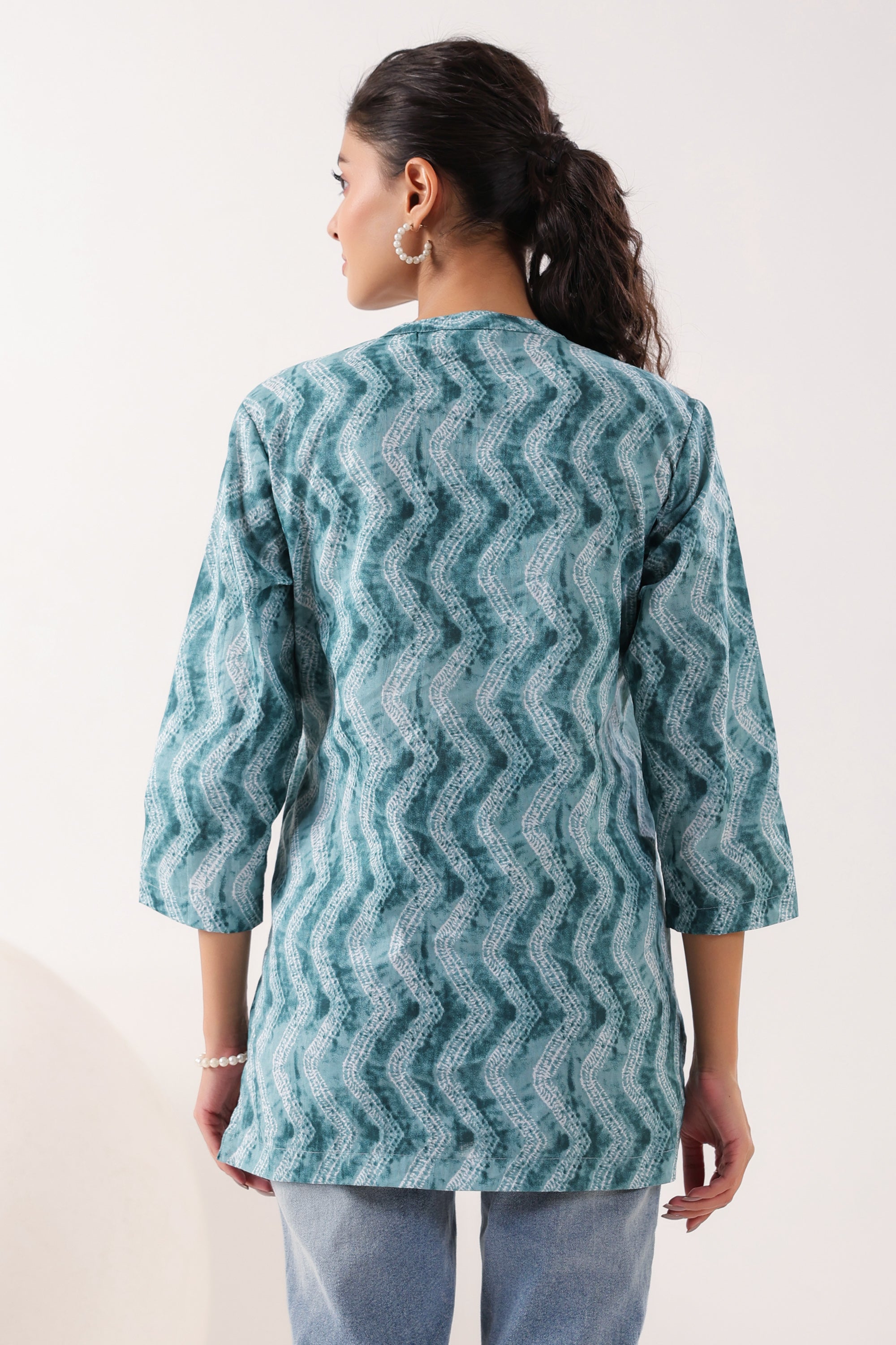 Ripple Charm Everyday Blue Cotton Top