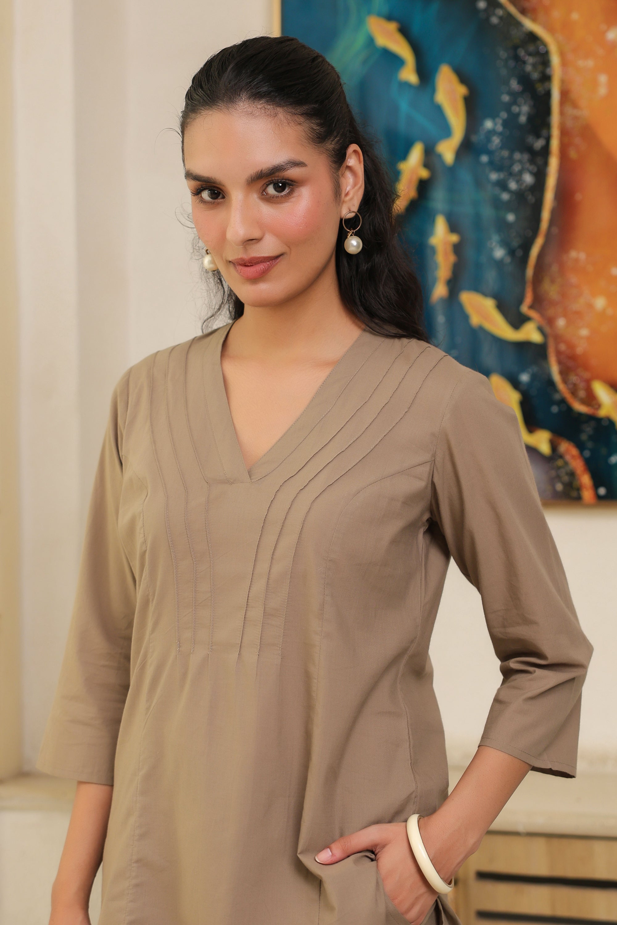 Solid Grey Taupe Cotton Co-ord Set