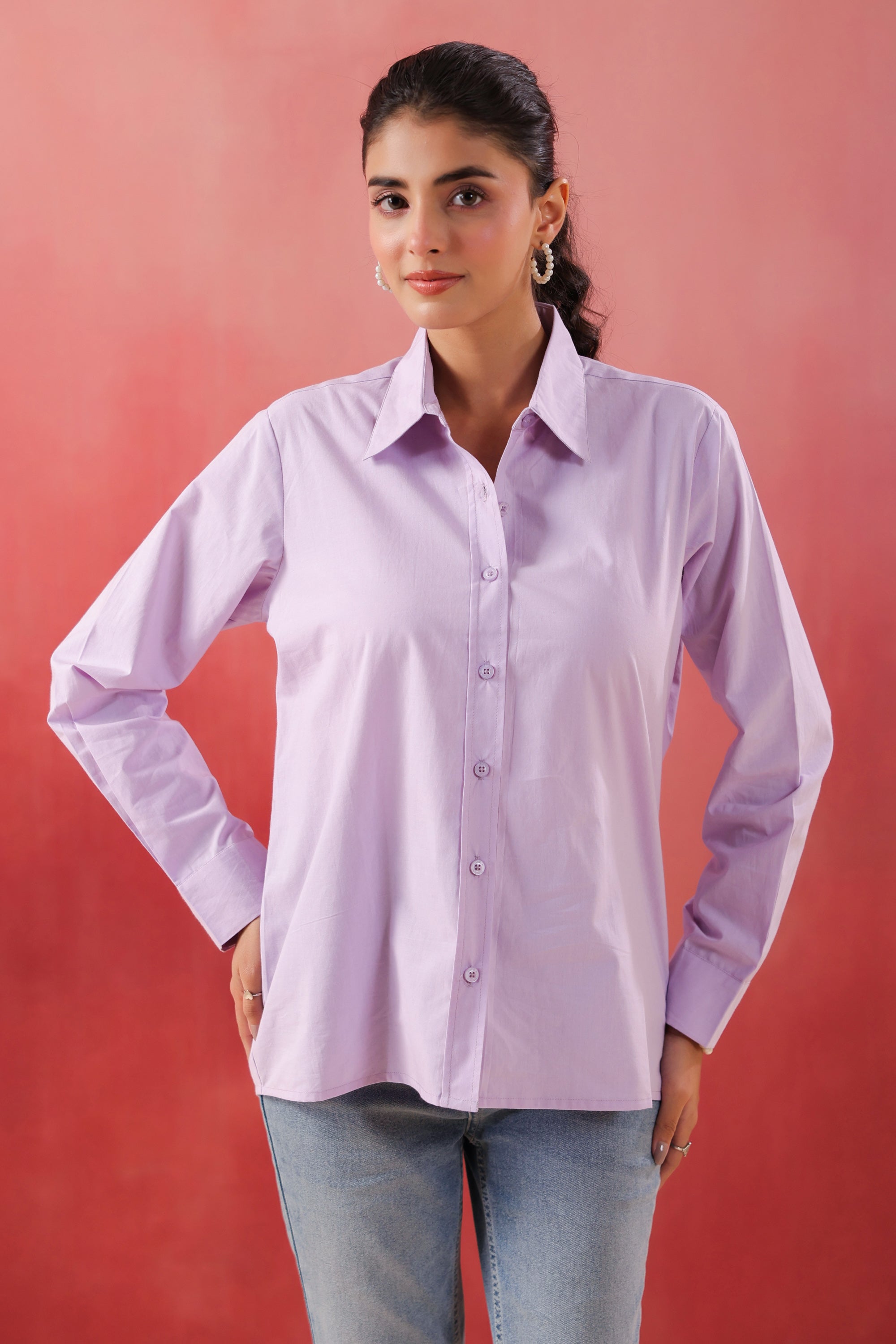 Soft Lilac Classic Levender Poplin Shirt