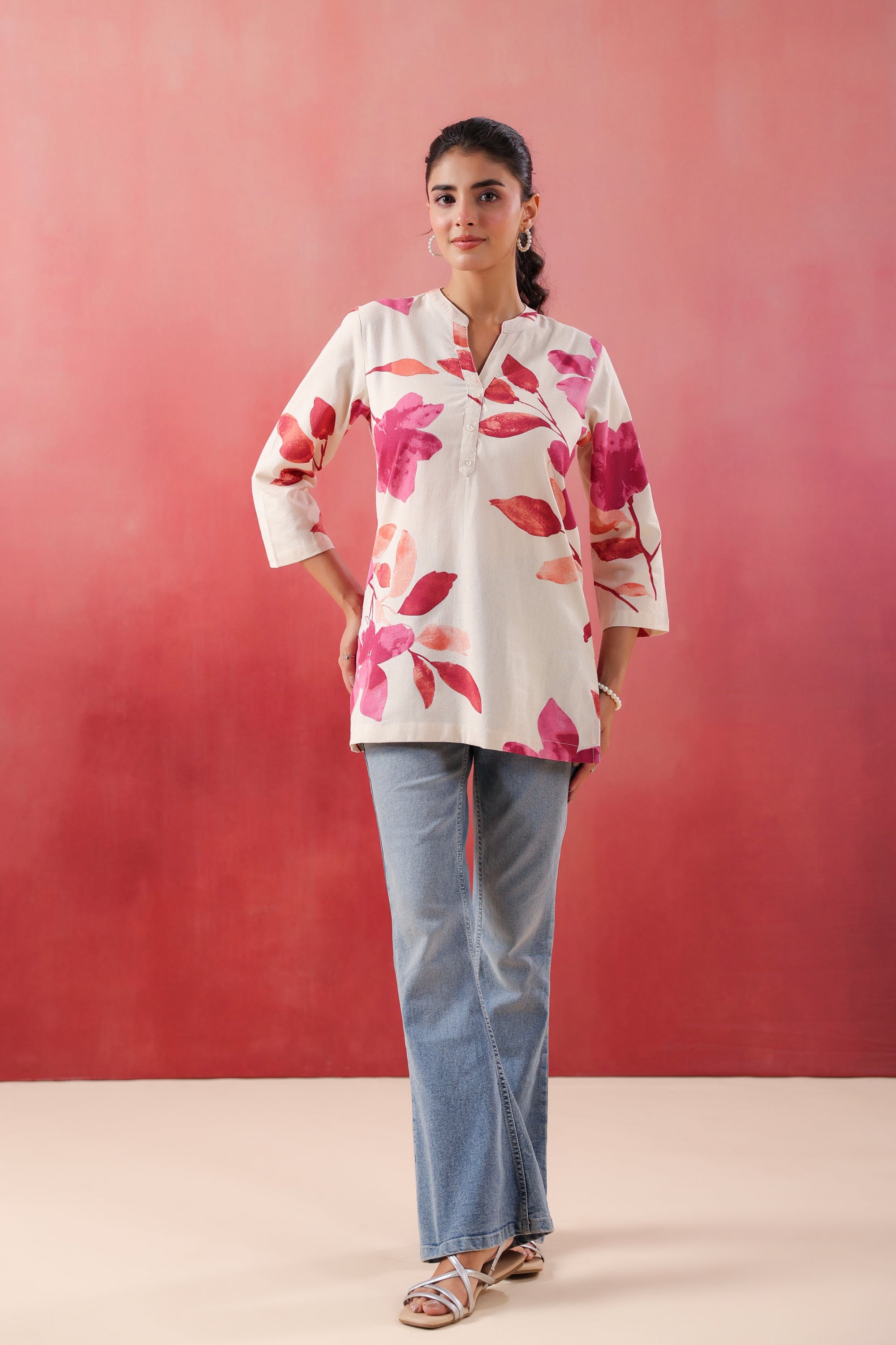 Blush Bloom Pink Printed Cotton Flex Top