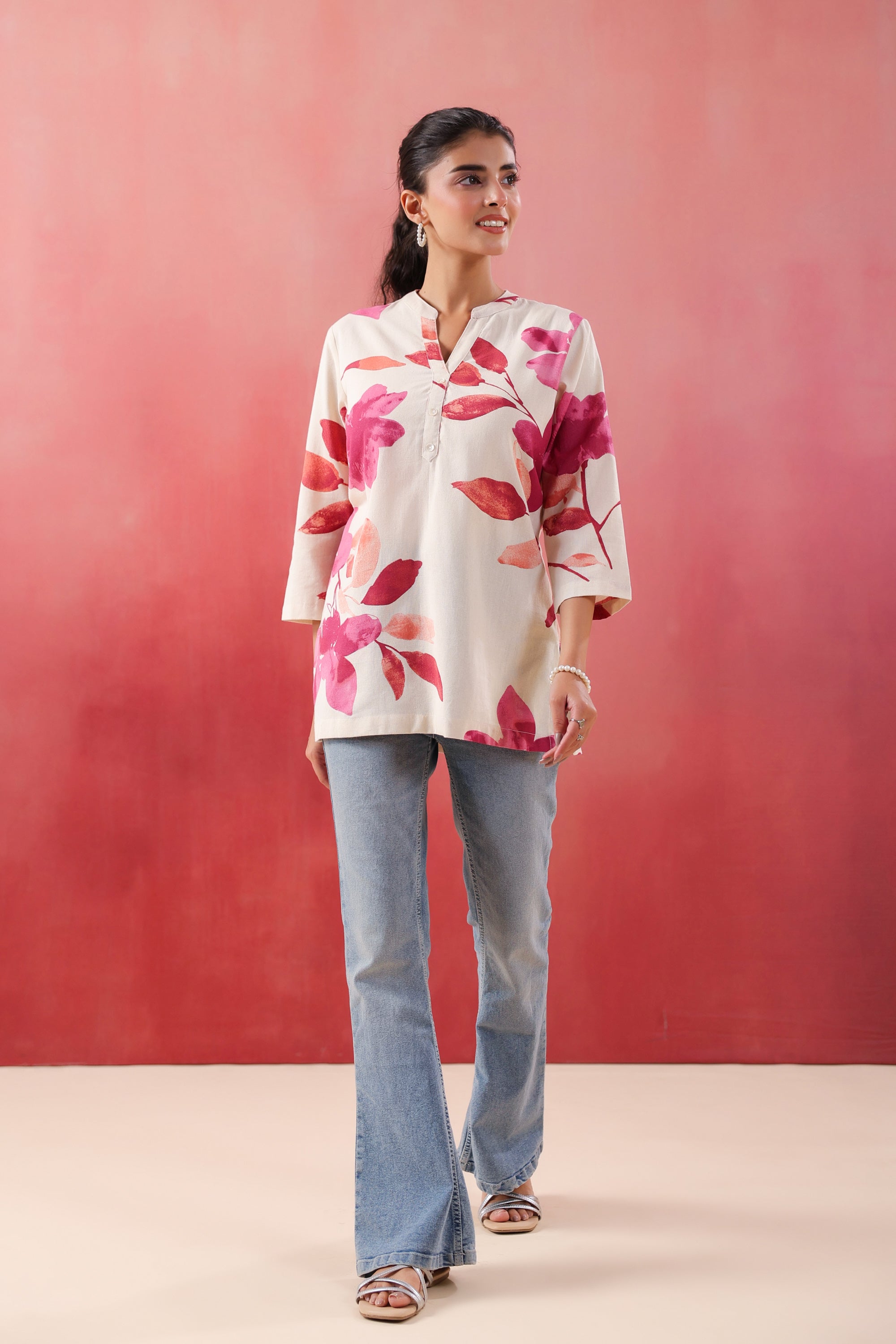 Blush Bloom Pink Printed Cotton Flex Top