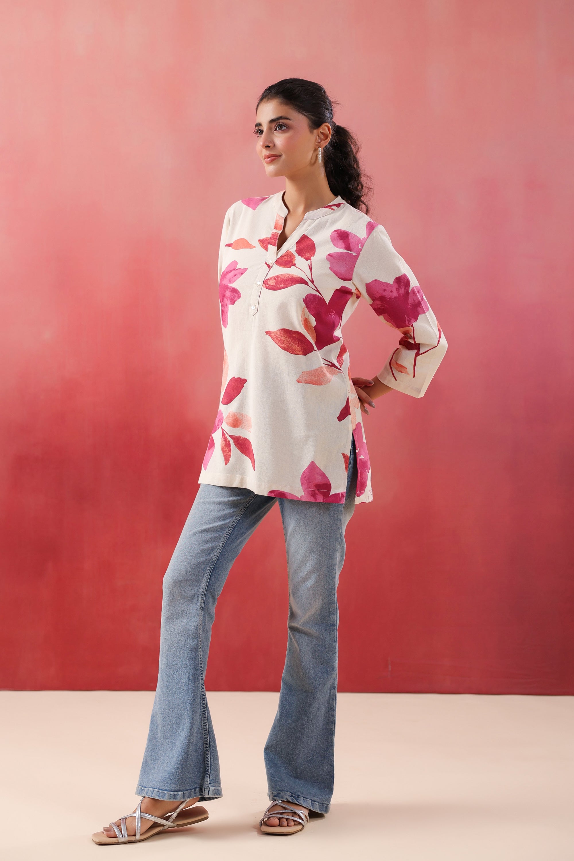 Blush Bloom Pink Printed Cotton Flex Top