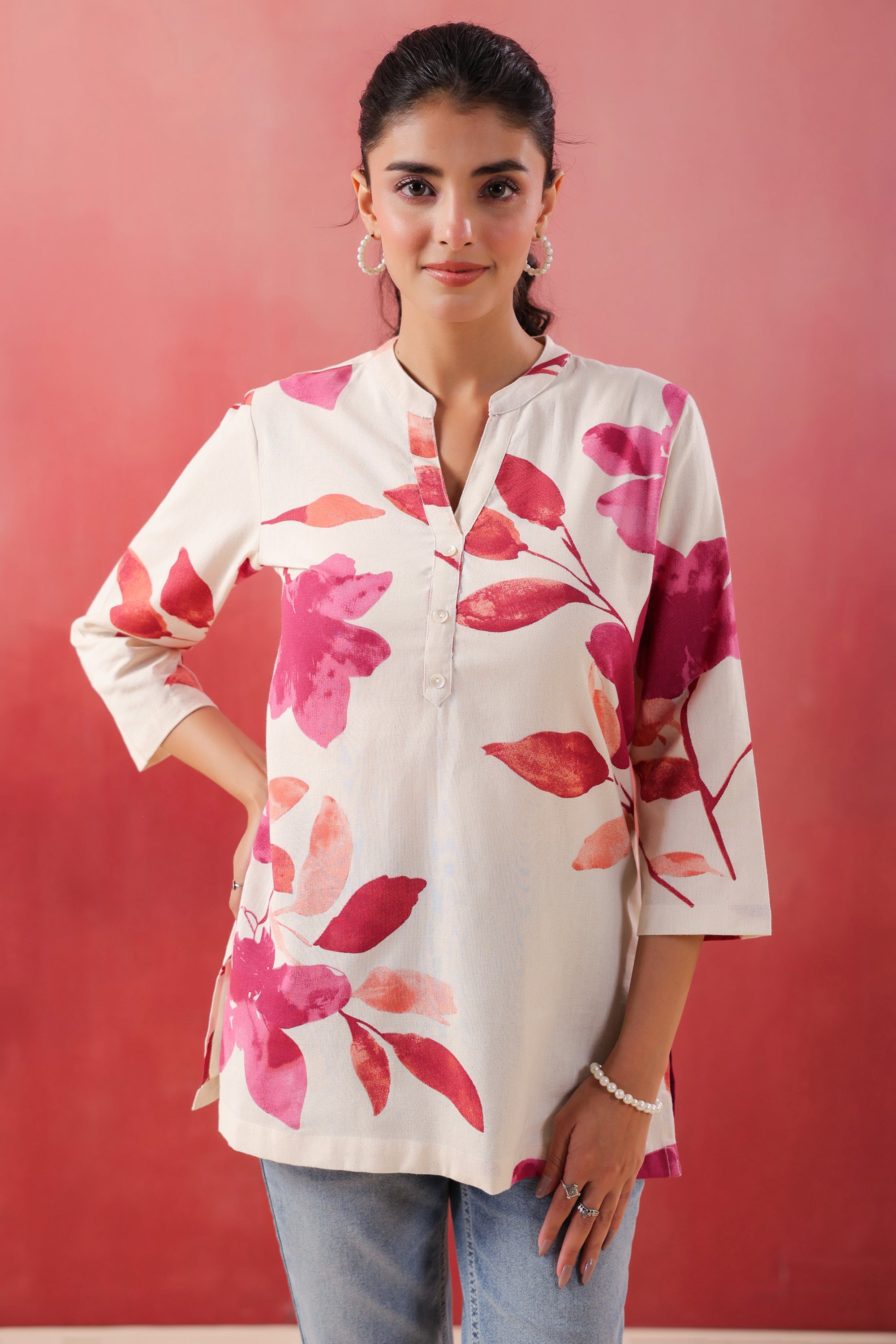 Blush Bloom Pink Printed Cotton Flex Top