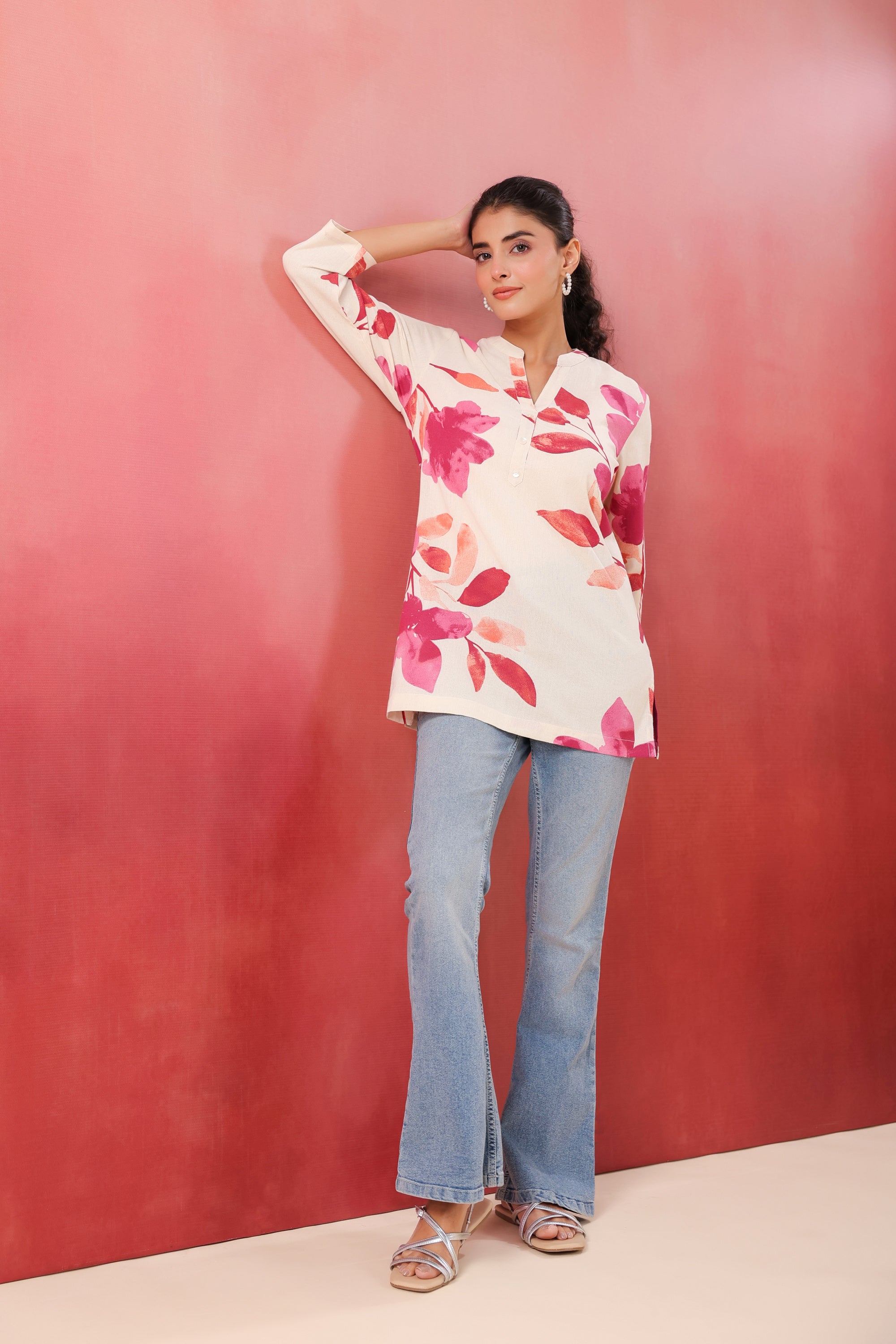Blush Bloom Pink Printed Cotton Flex Top