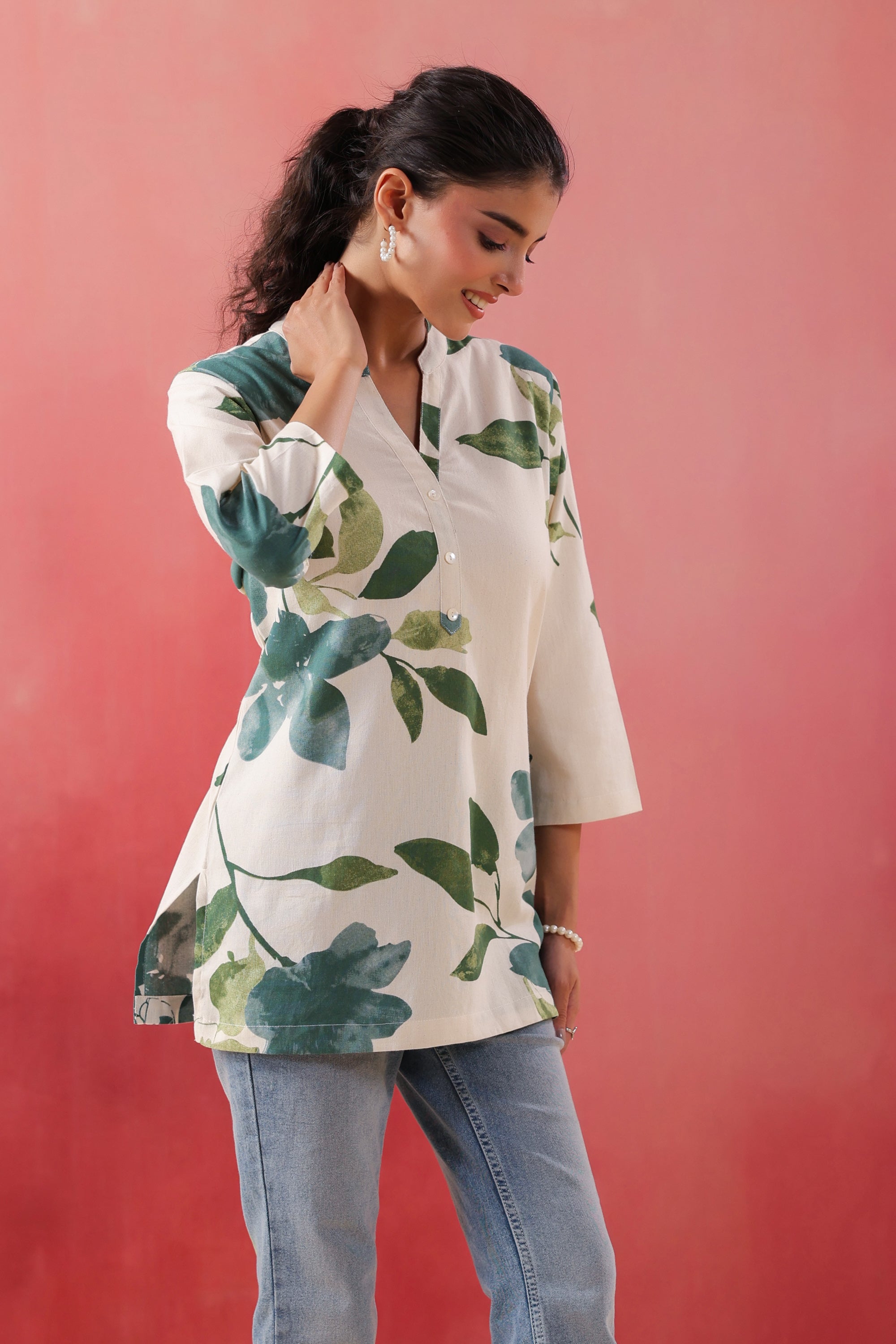 ColorCraze Green Cotton Flex Printed Top