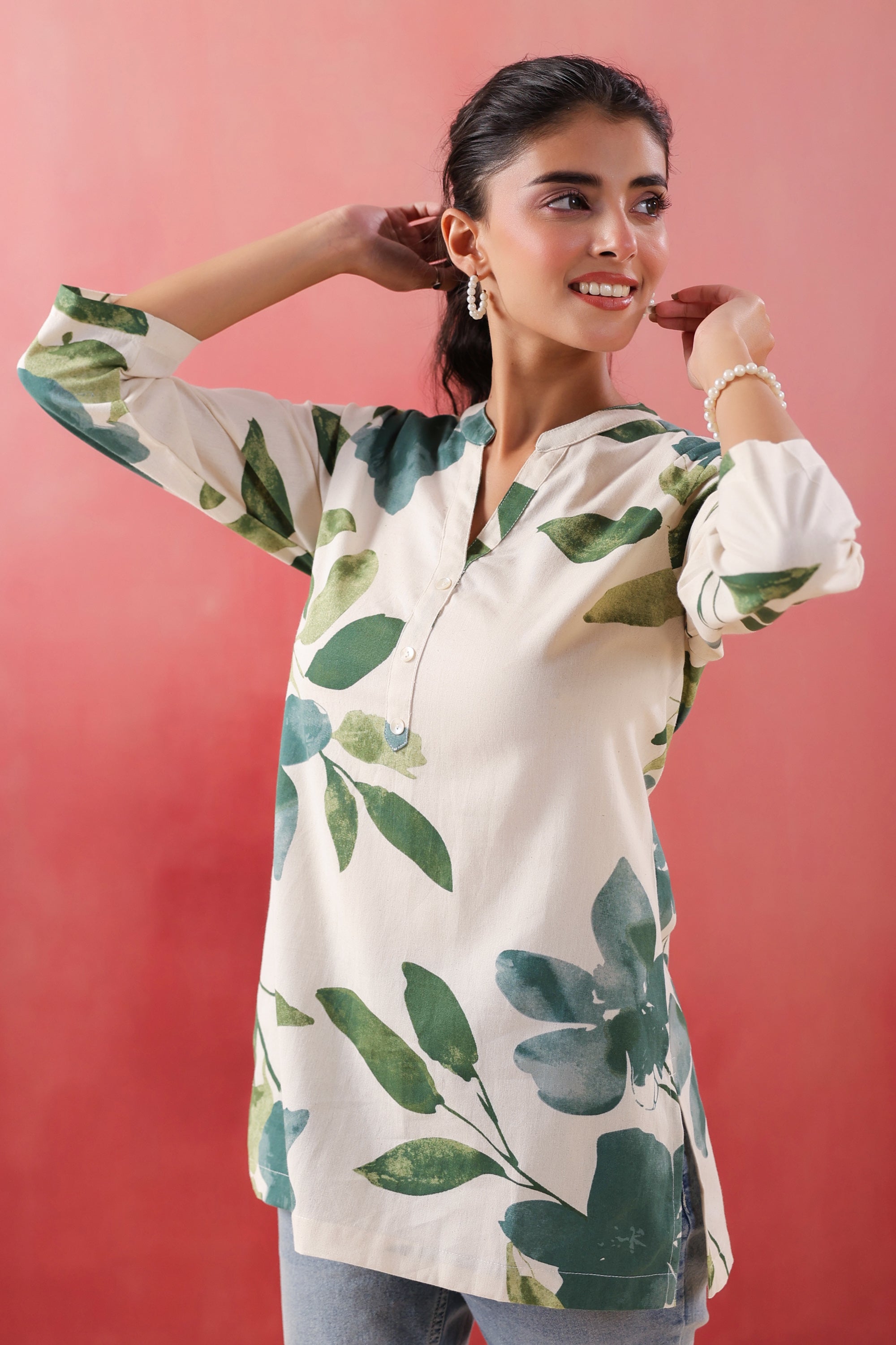 ColorCraze Green Cotton Flex Printed Top
